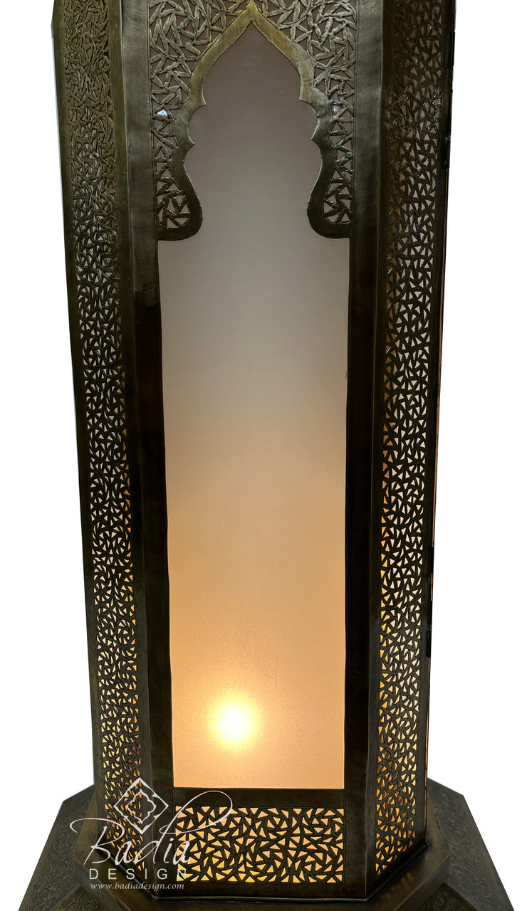 Large Intricately Designed Brass Floor Lantern