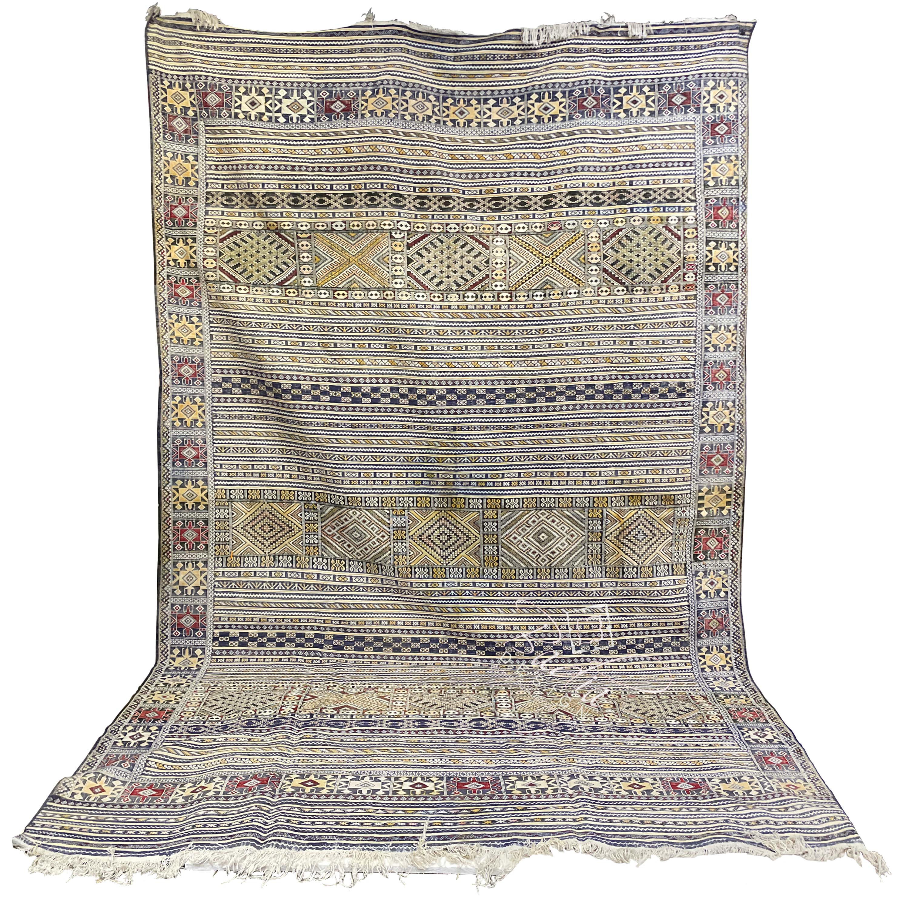 Large Multi-Color Handmade Moroccan Kilim Rug