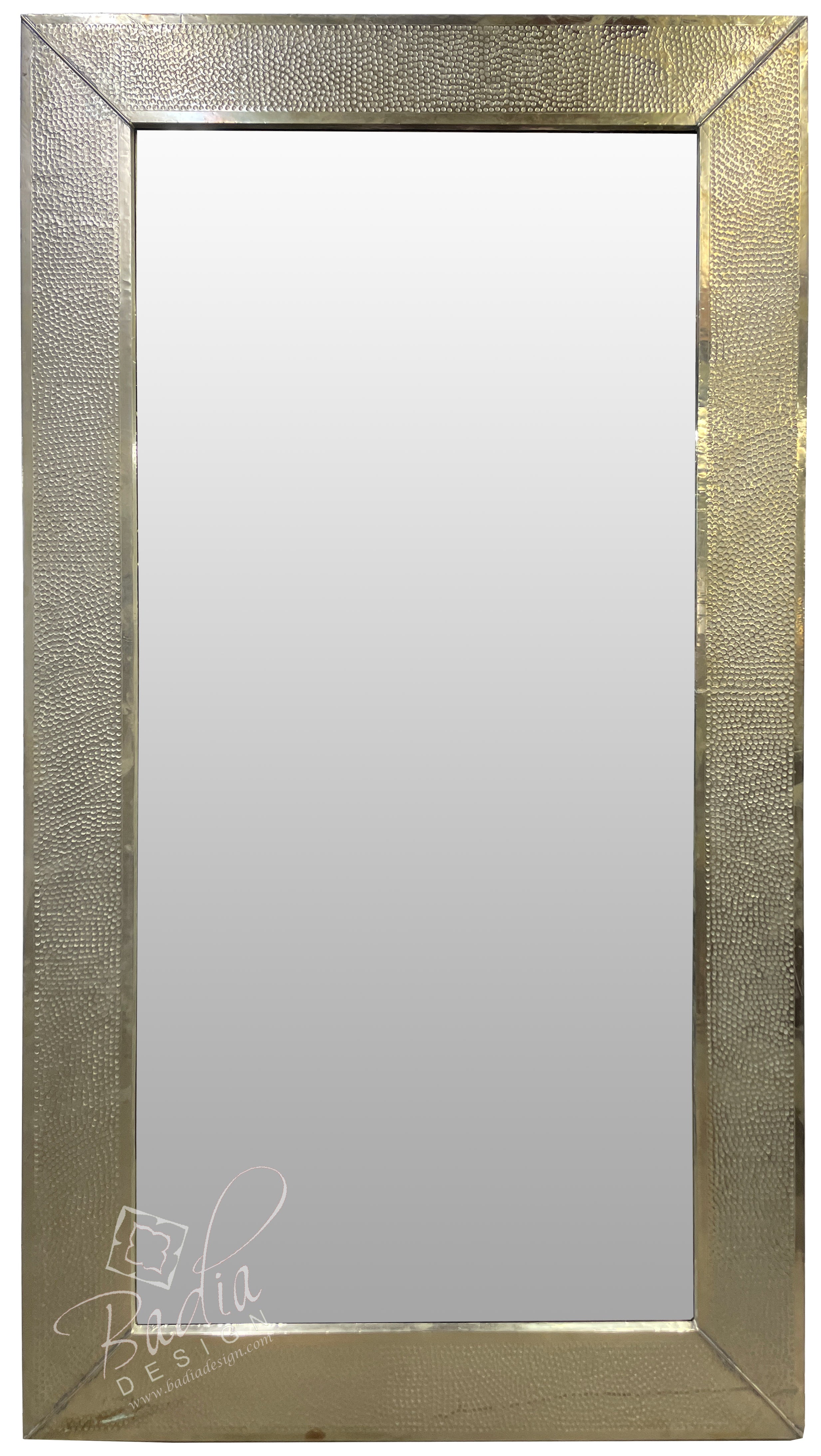 Large Rectangular Embossed Silver Nickel Mirror