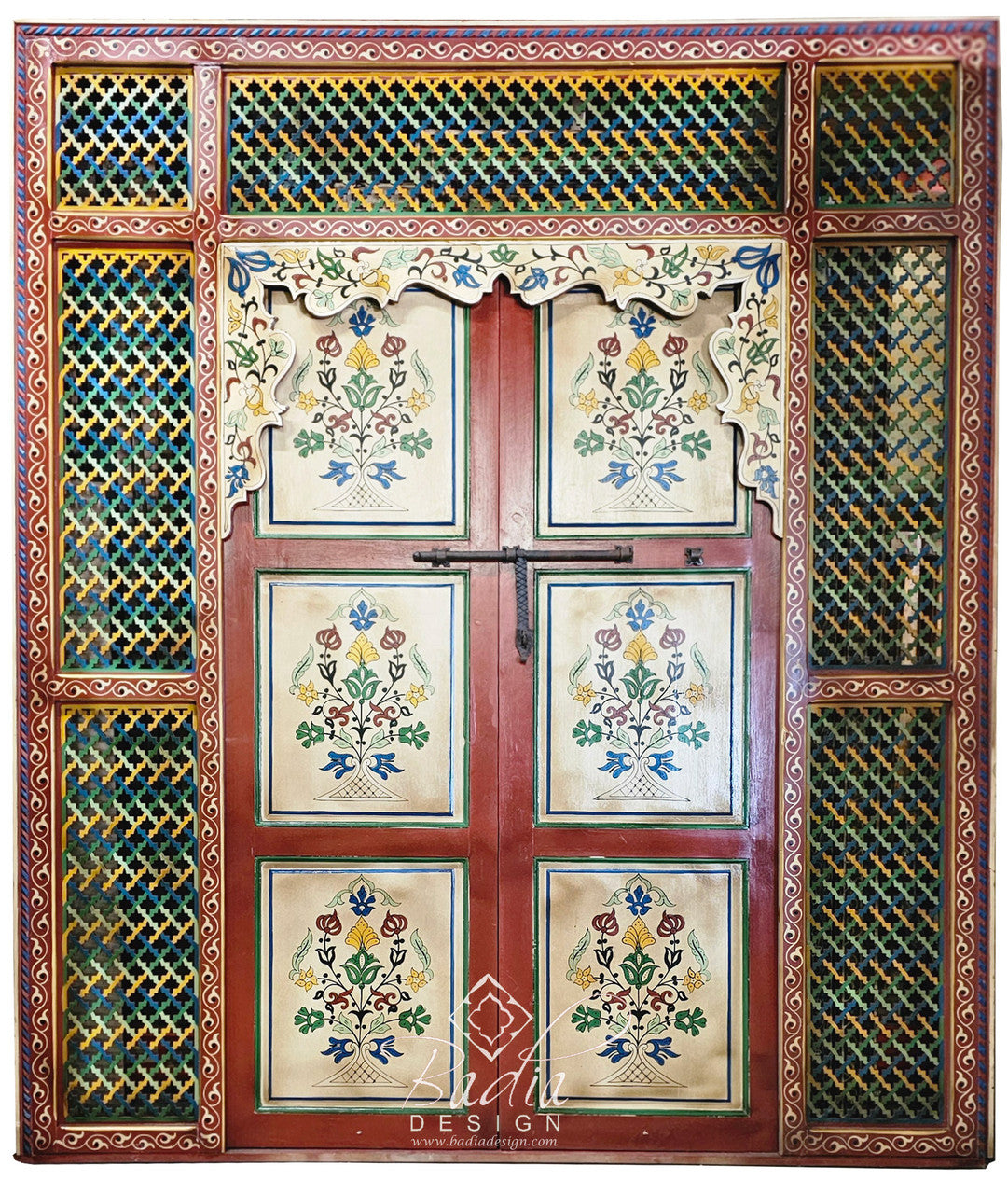 Large Intricate Hand Painted Cedar Door
