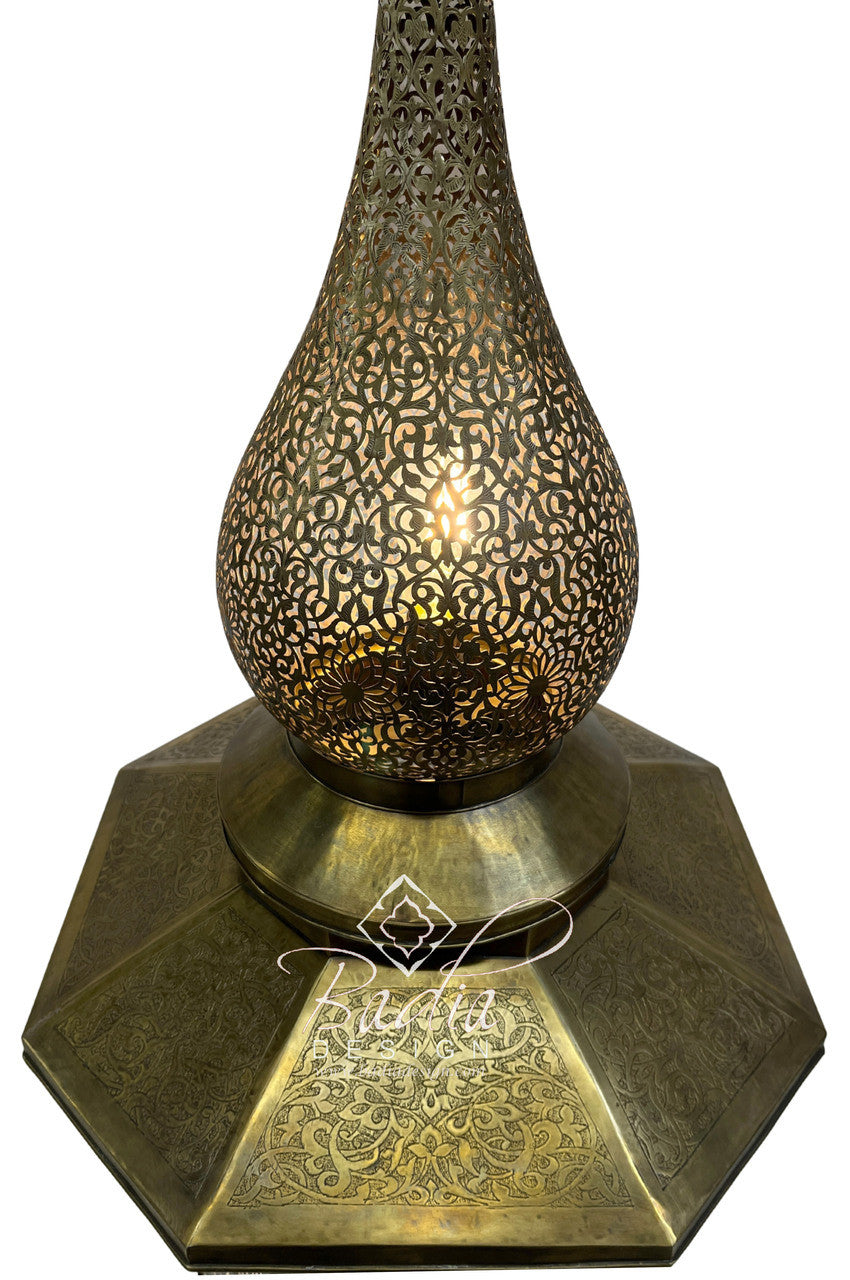 Large Intricately Designed Brass Floor Lantern