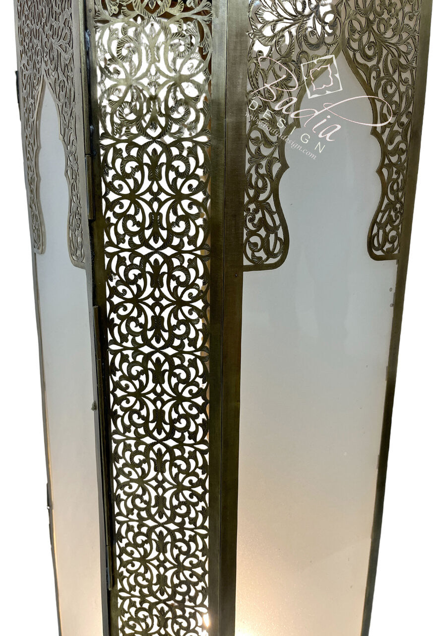 Large Intricately Designed Brass Floor Lantern