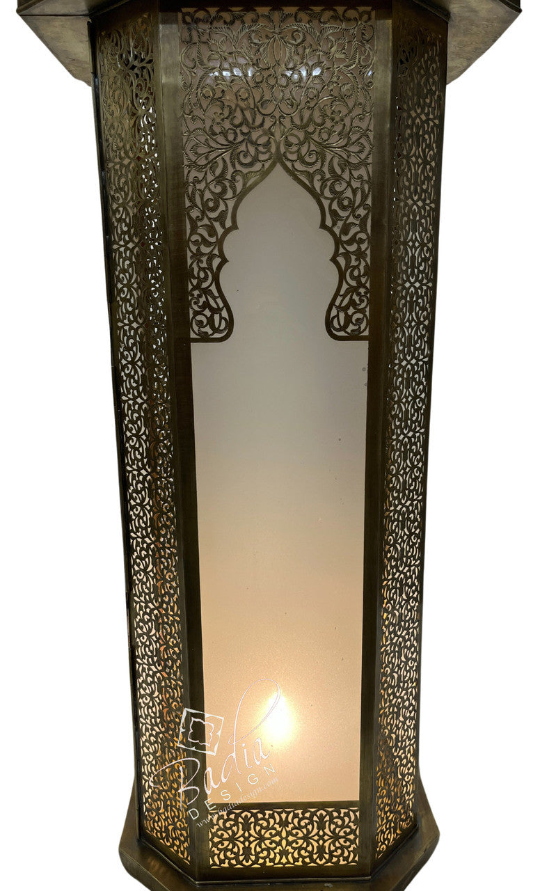Large Intricately Designed Brass Floor Lantern