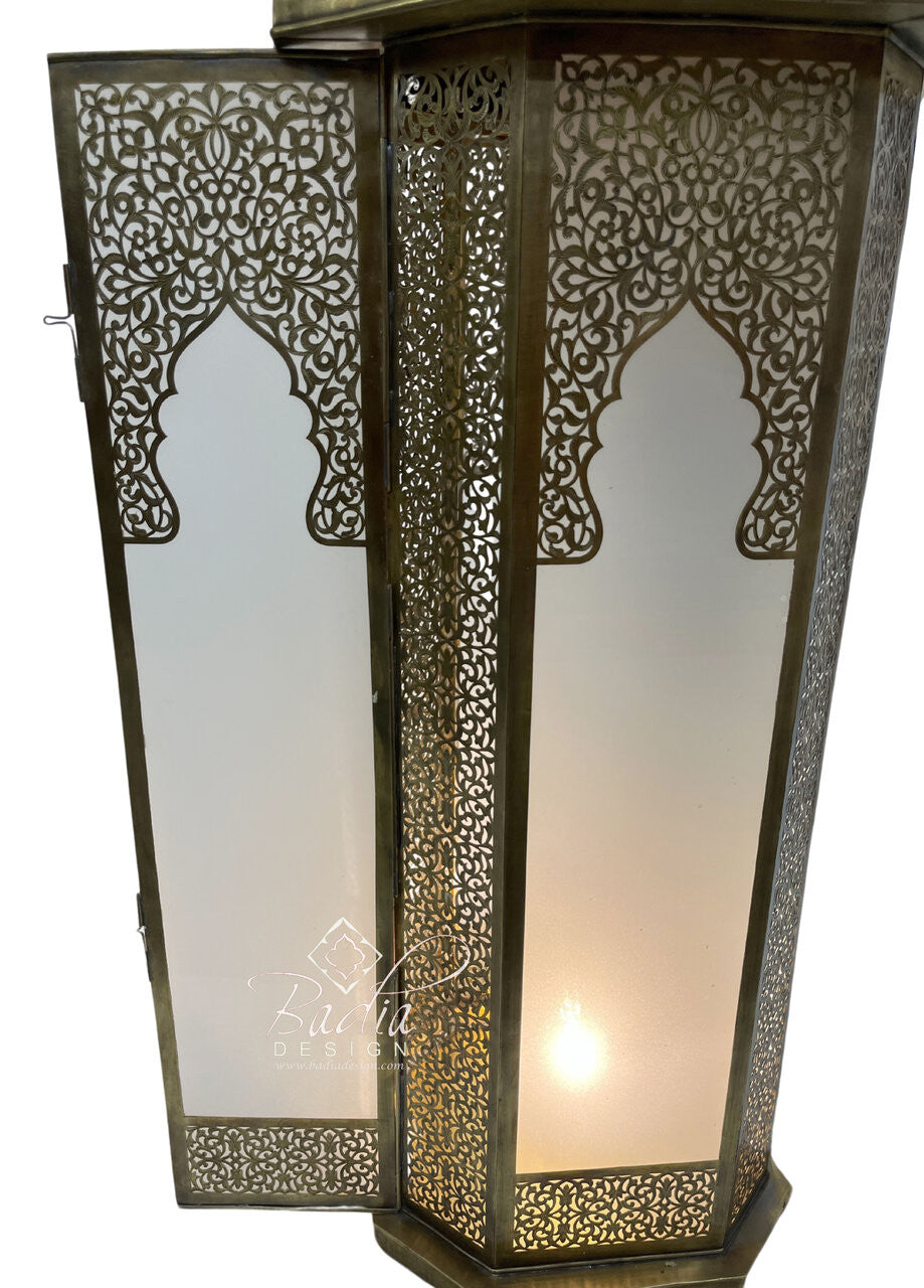 Large Intricately Designed Brass Floor Lantern