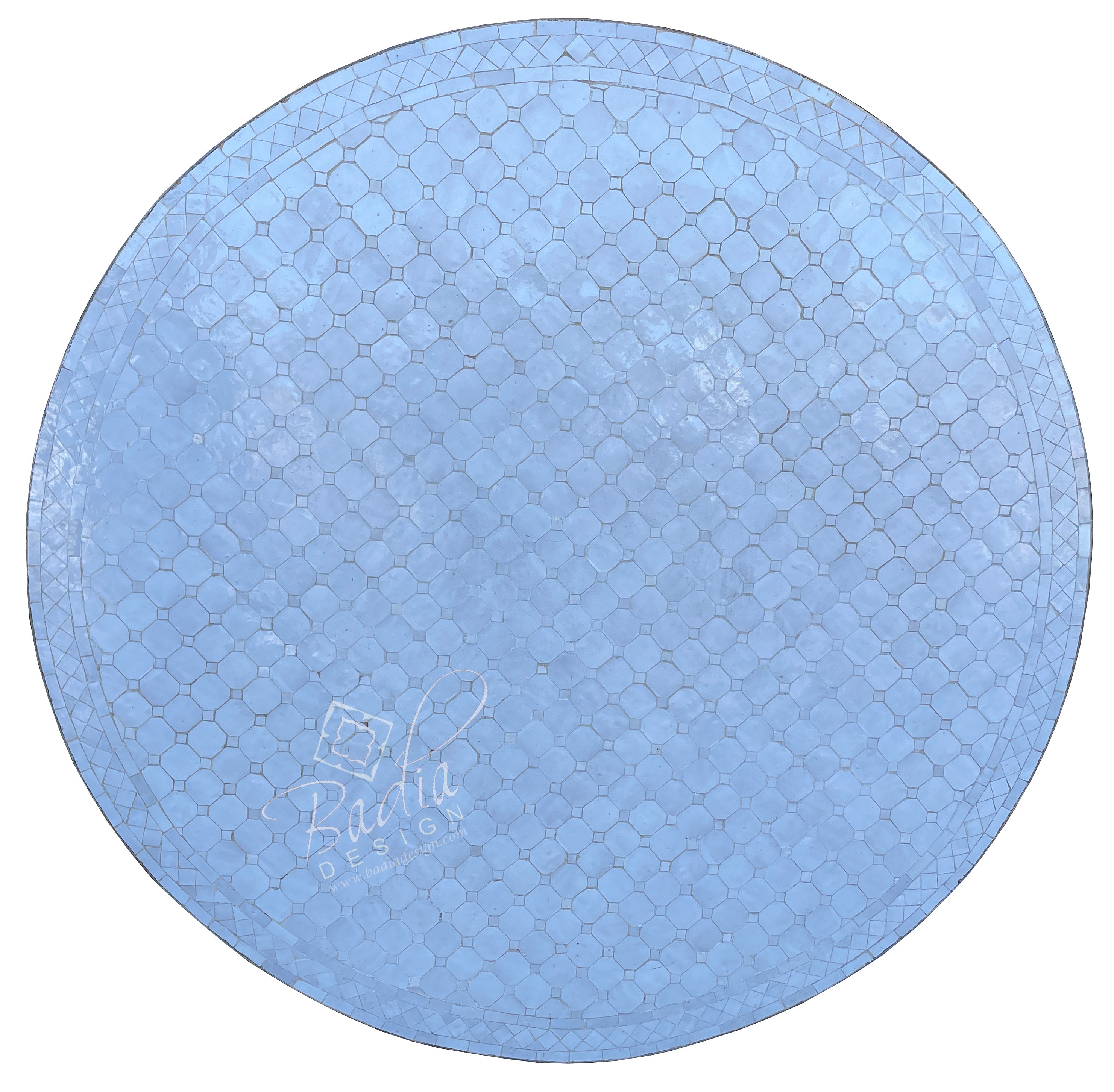 60" White Moroccan Mosaic Tile Table Top