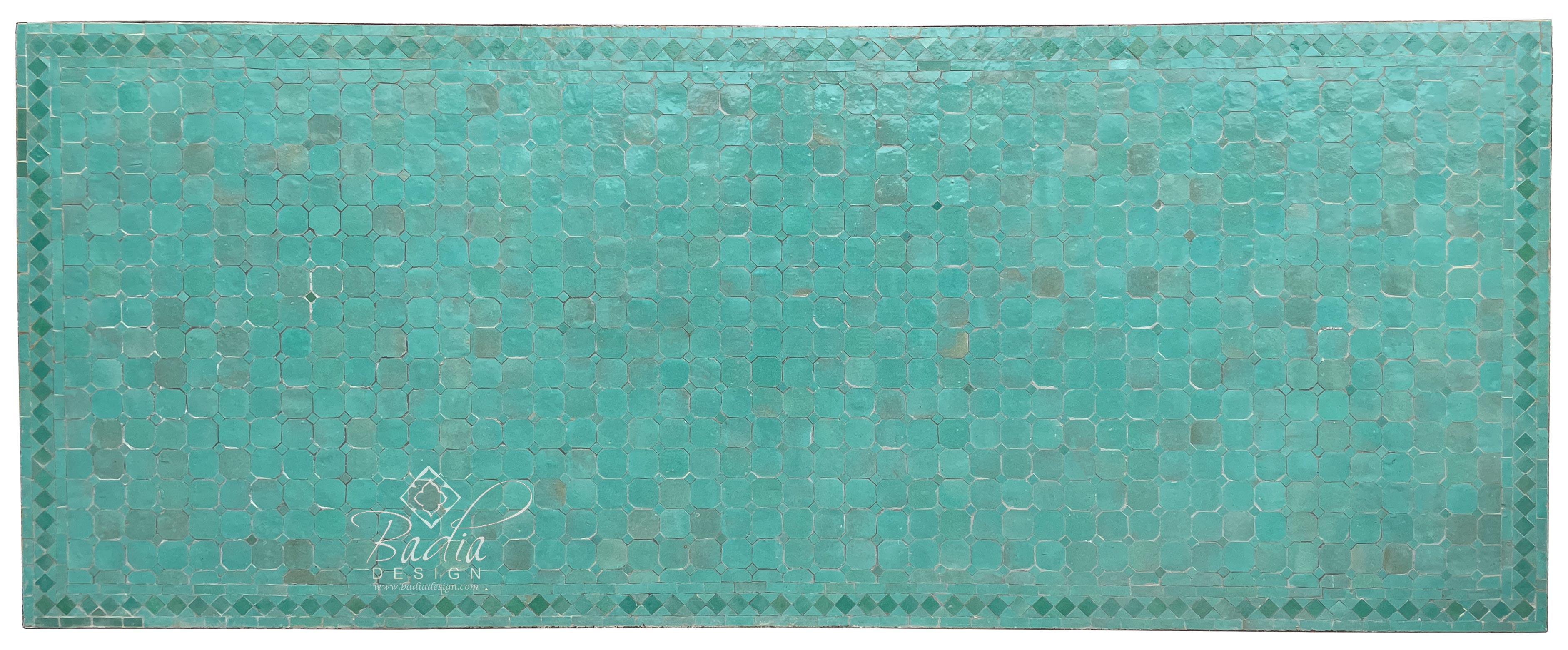 40"W x 96"L Turquoise Rectangular Tile Table Top