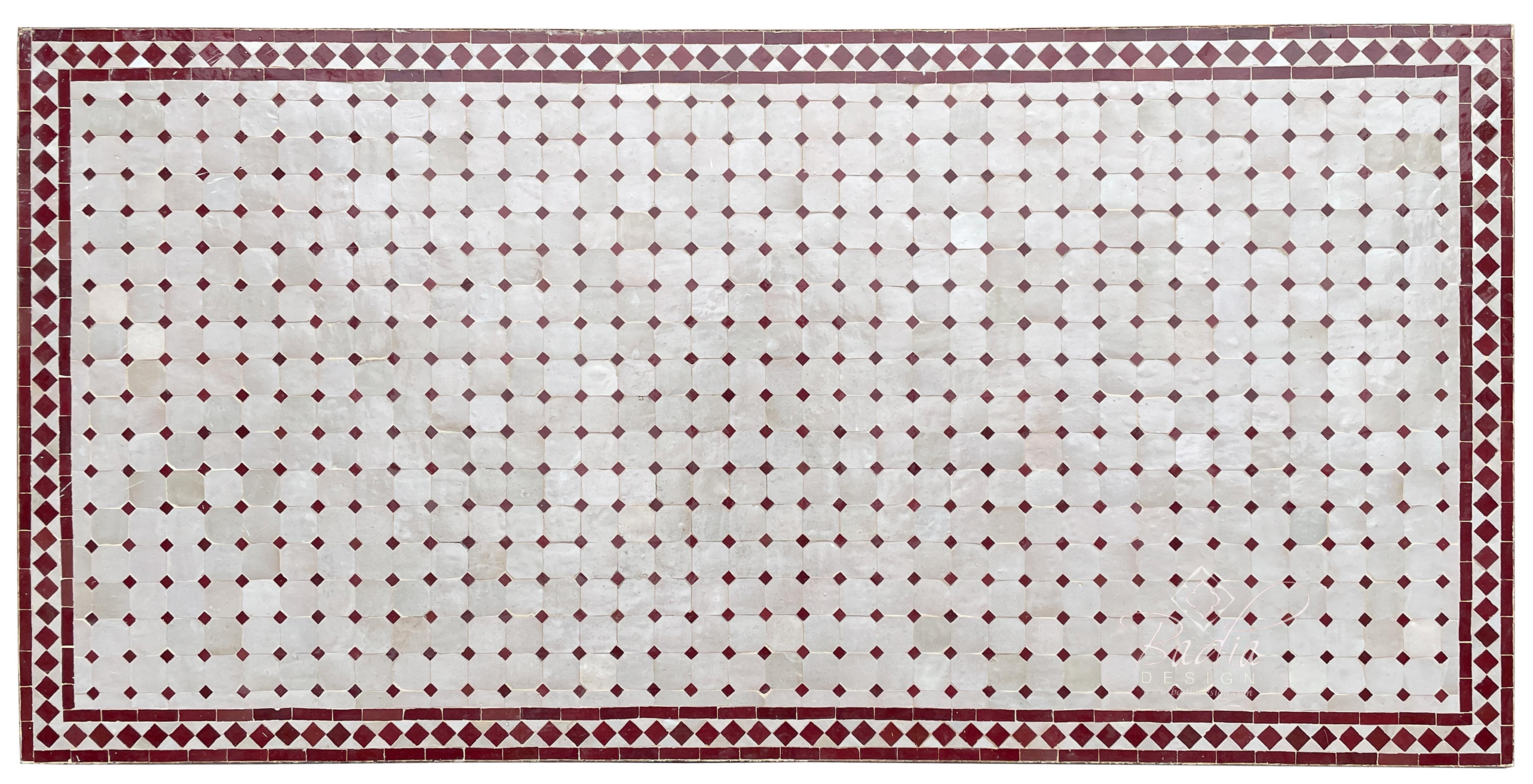 40"W x 80"L Brick Red and Beige Rectangular Tile Table Top