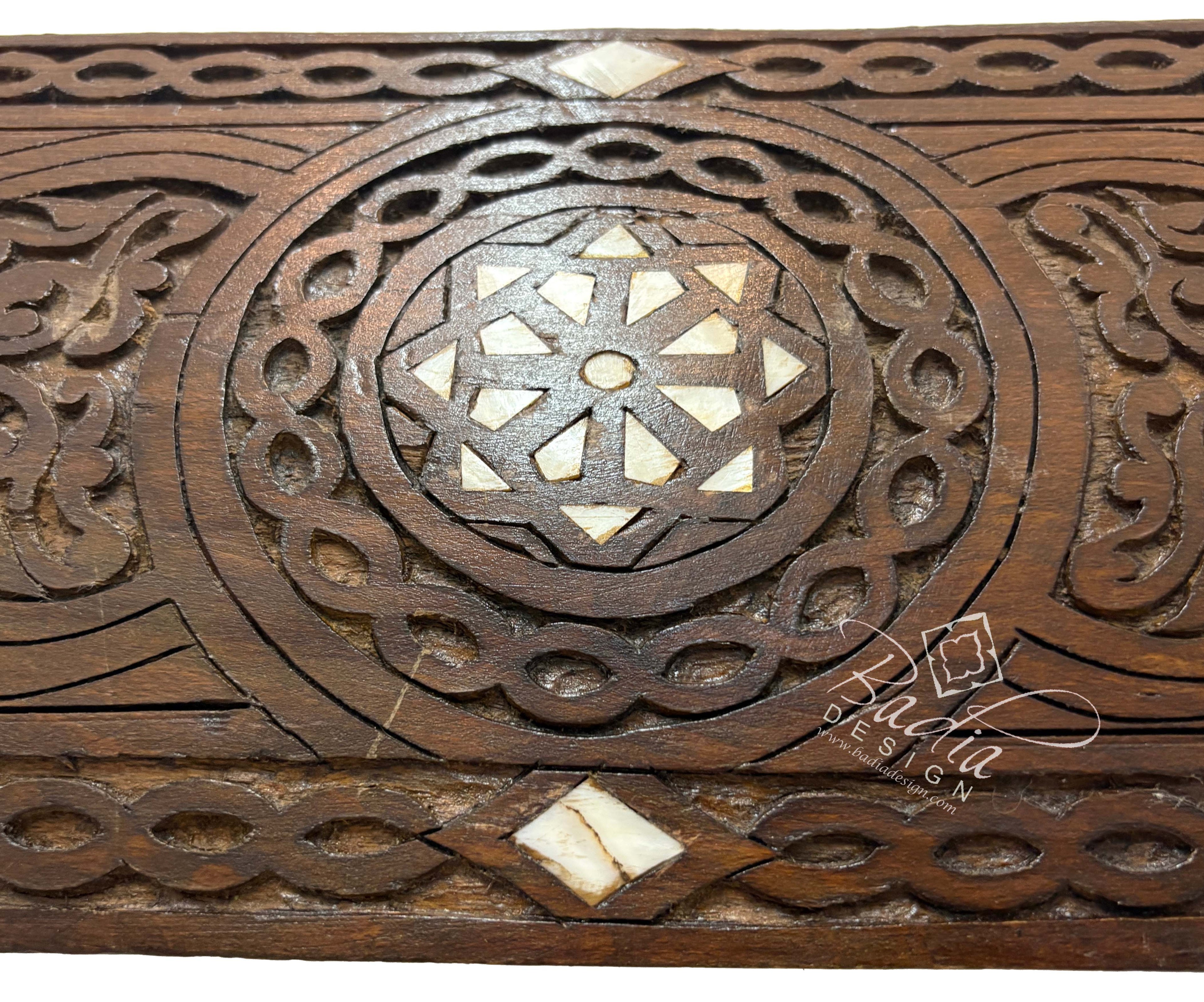 Large White Bone Inlay Bench with Cushion