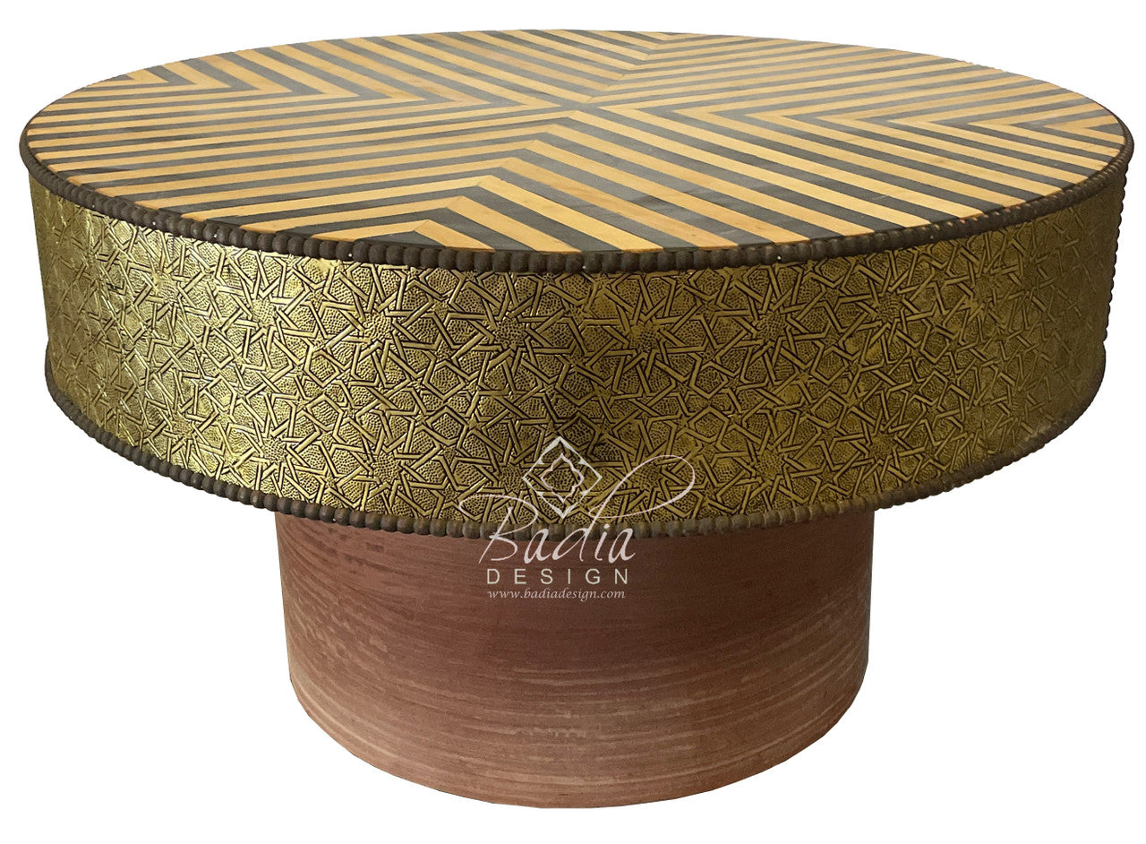 Large Round Cedar and Resin Inlay Table