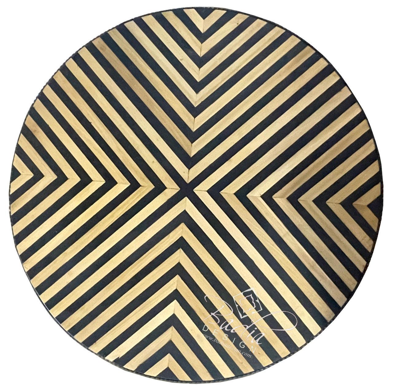 Large Round Cedar and Resin Inlay Table