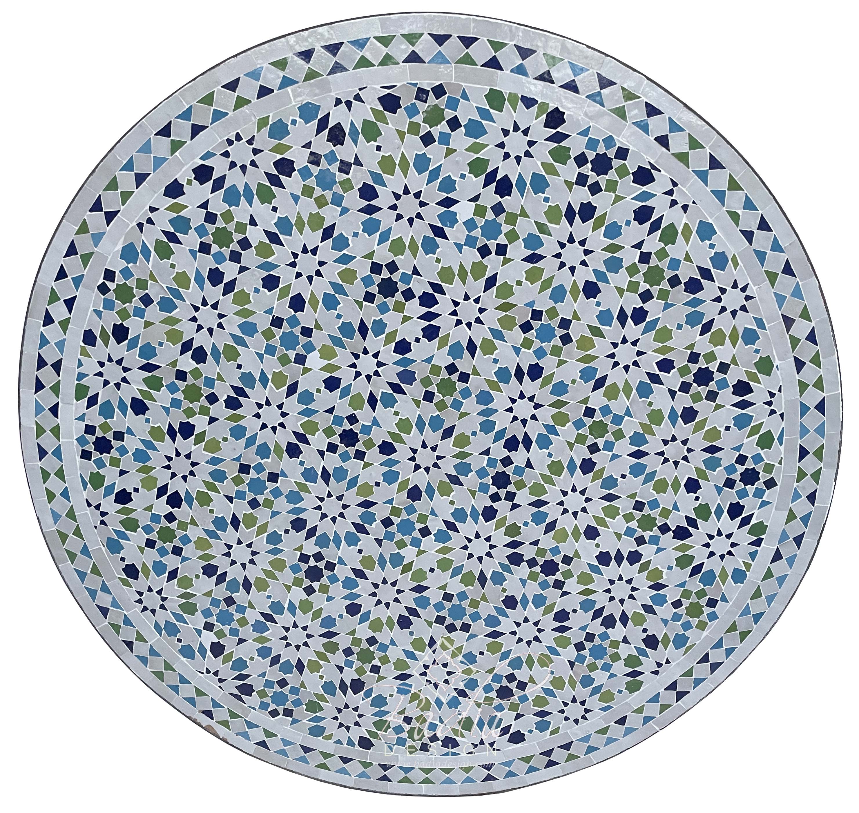 39" Round Moroccan Mosaic Tile Table Top