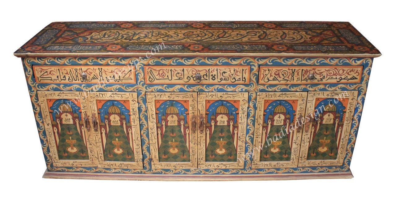 Large Hand Painted Wooden Cabinet