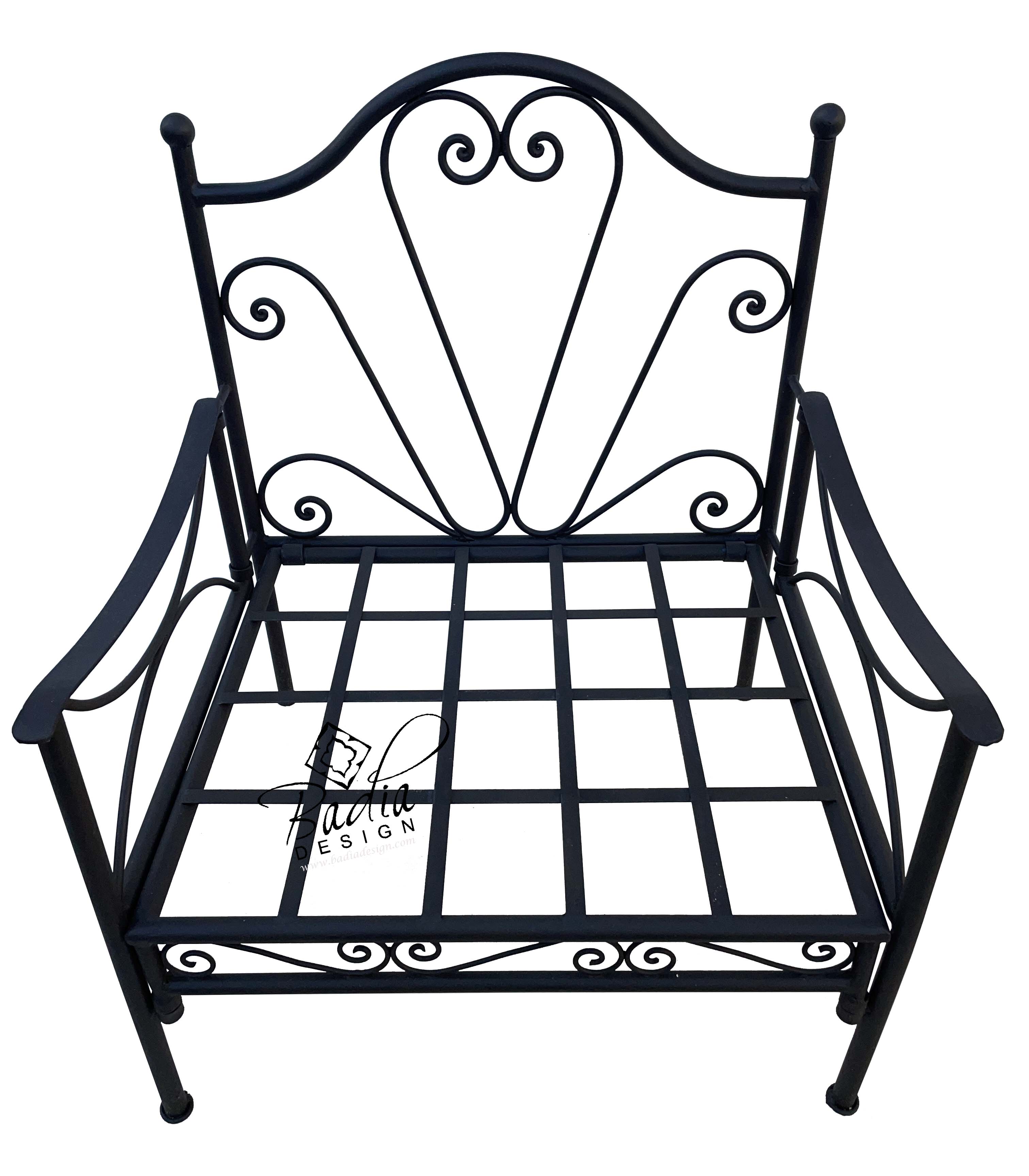 Wide Handmade Wrought Iron Chair