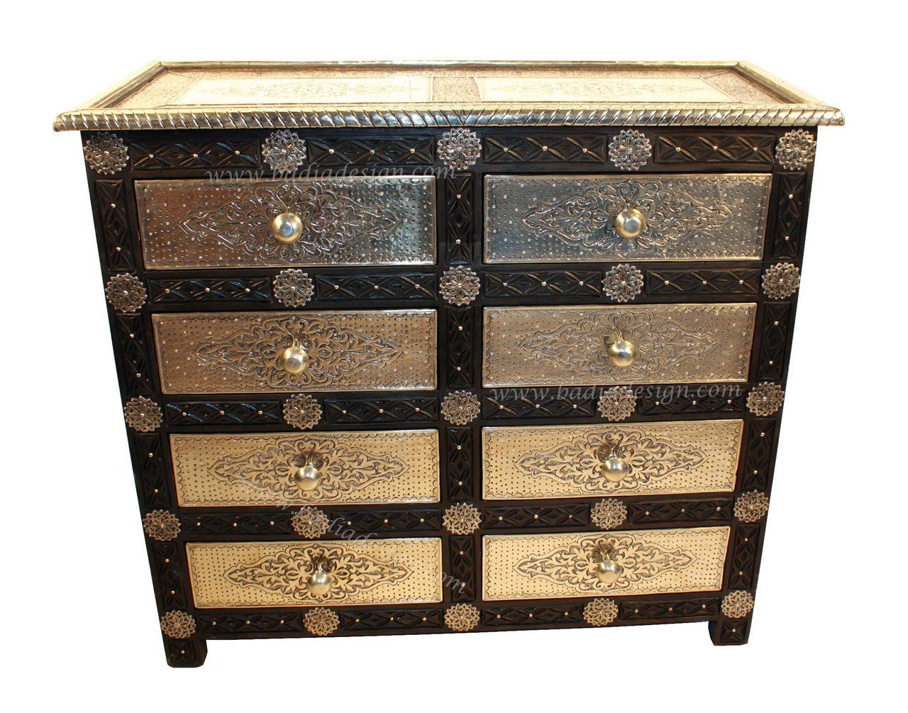 Embossed Nickel Moroccan Metal Cabinet