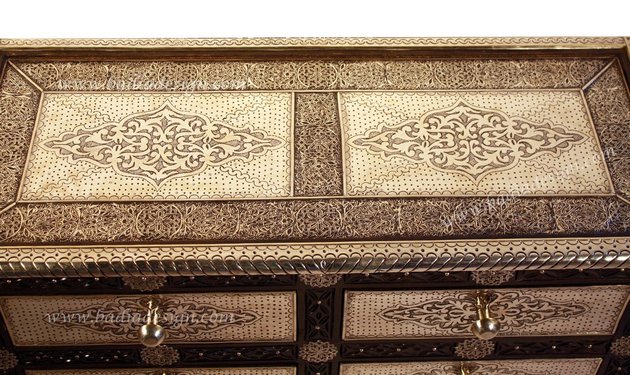 Embossed Nickel Moroccan Metal Cabinet