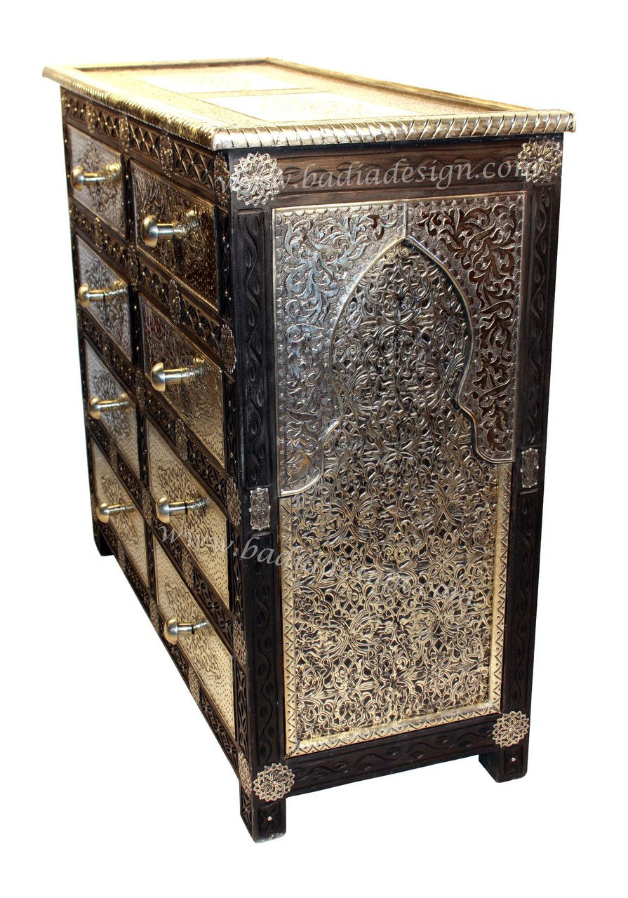 Embossed Nickel Moroccan Metal Cabinet