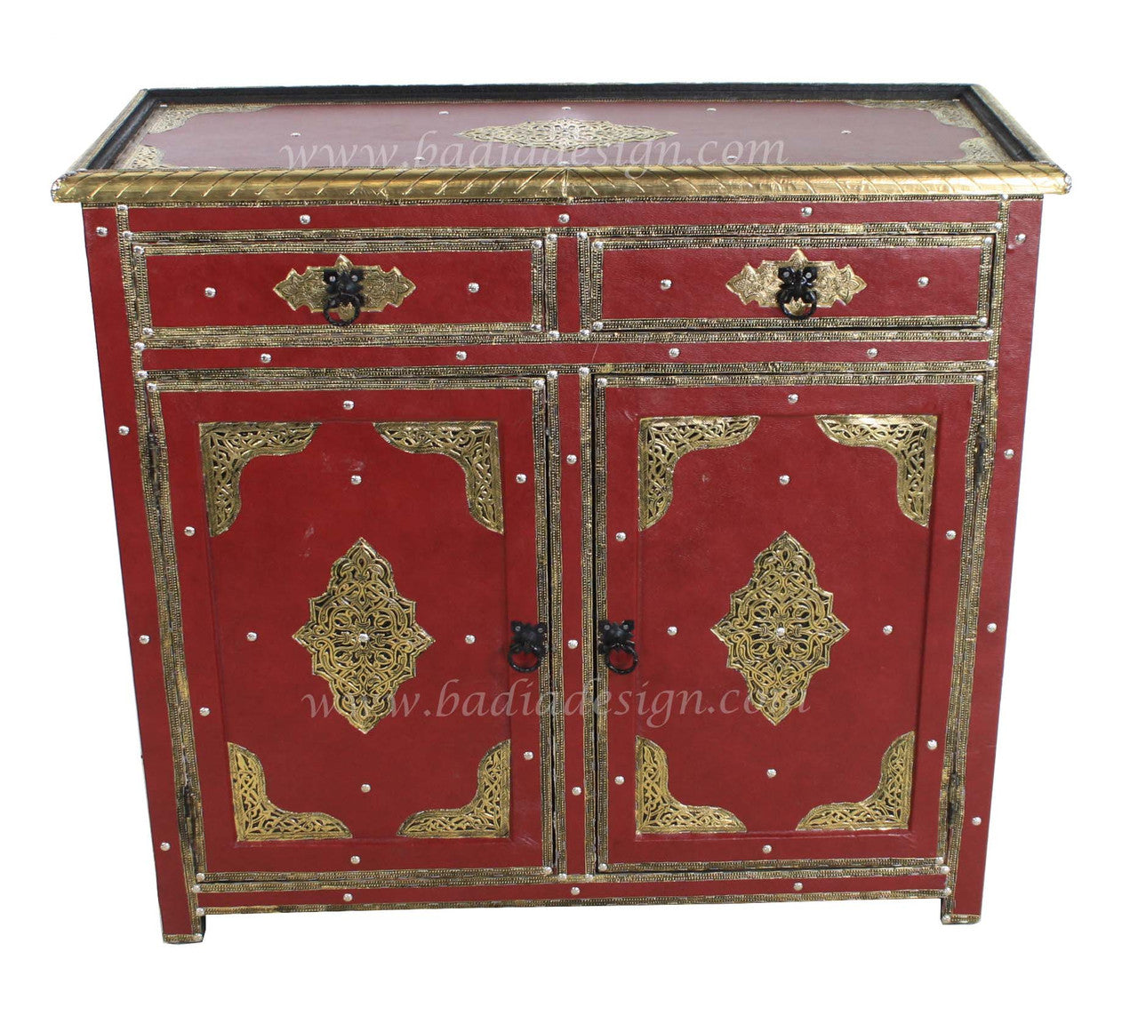 Premium Leather Brass Embossed Cabinet