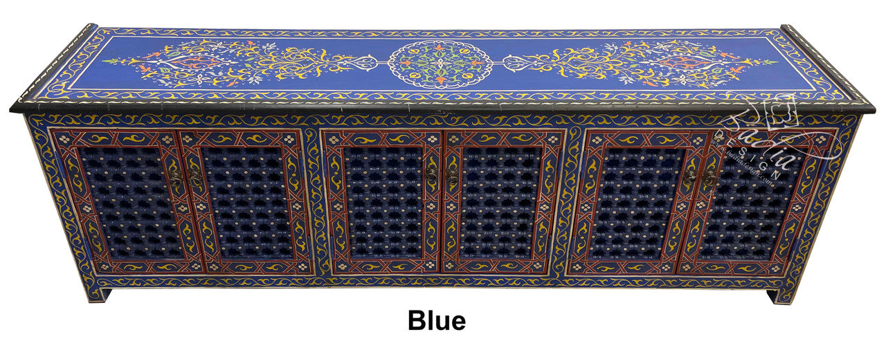 Long Hand Painted Moroccan Cabinet