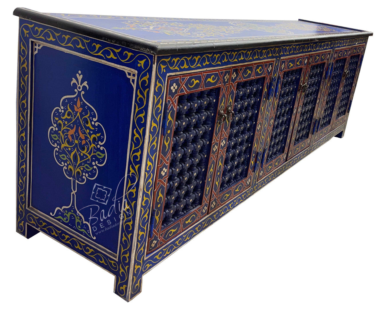 Long Hand Painted Moroccan Cabinet