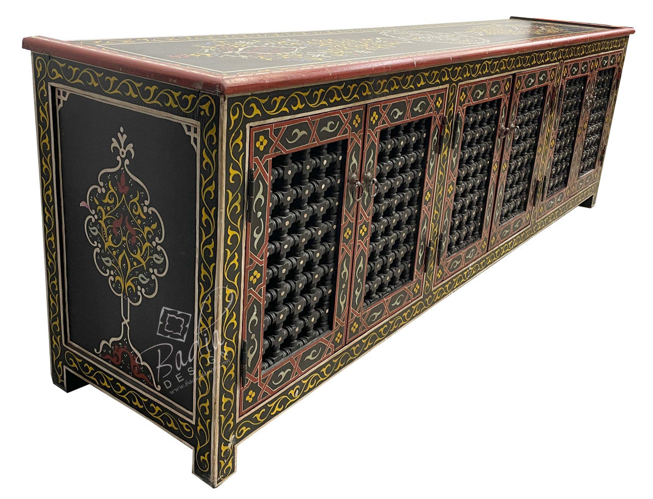 Long Hand Painted Moroccan Cabinet