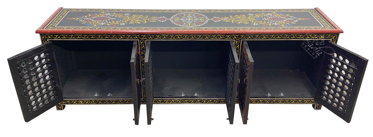 Long Hand Painted Moroccan Cabinet
