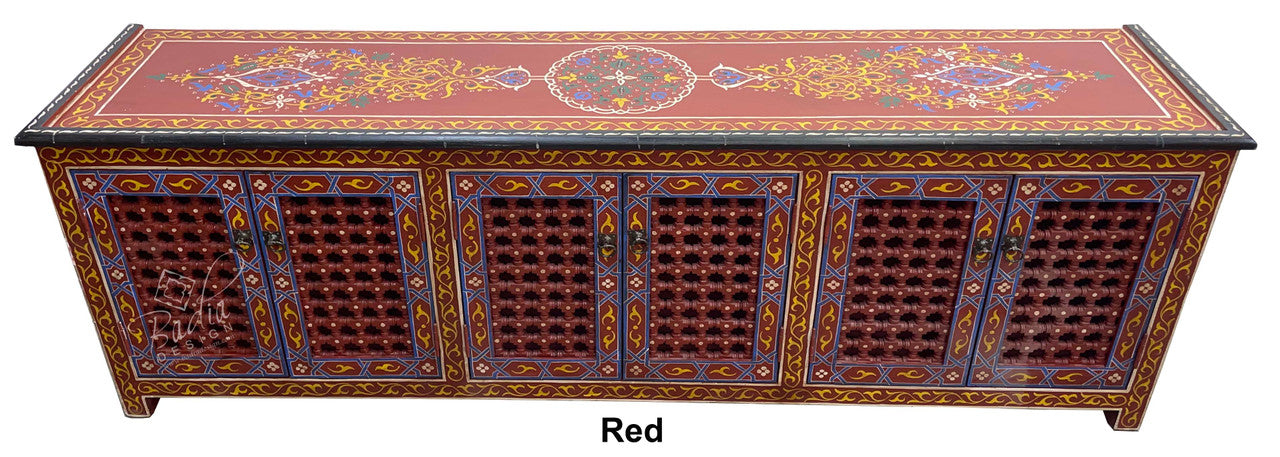 Long Hand Painted Moroccan Cabinet