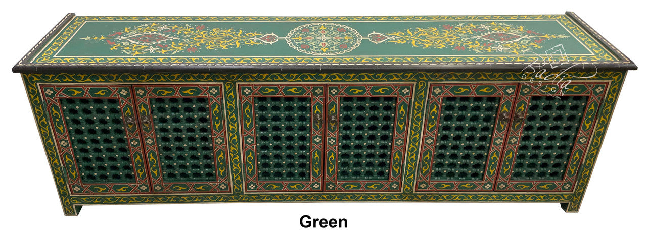 Long Hand Painted Moroccan Cabinet
