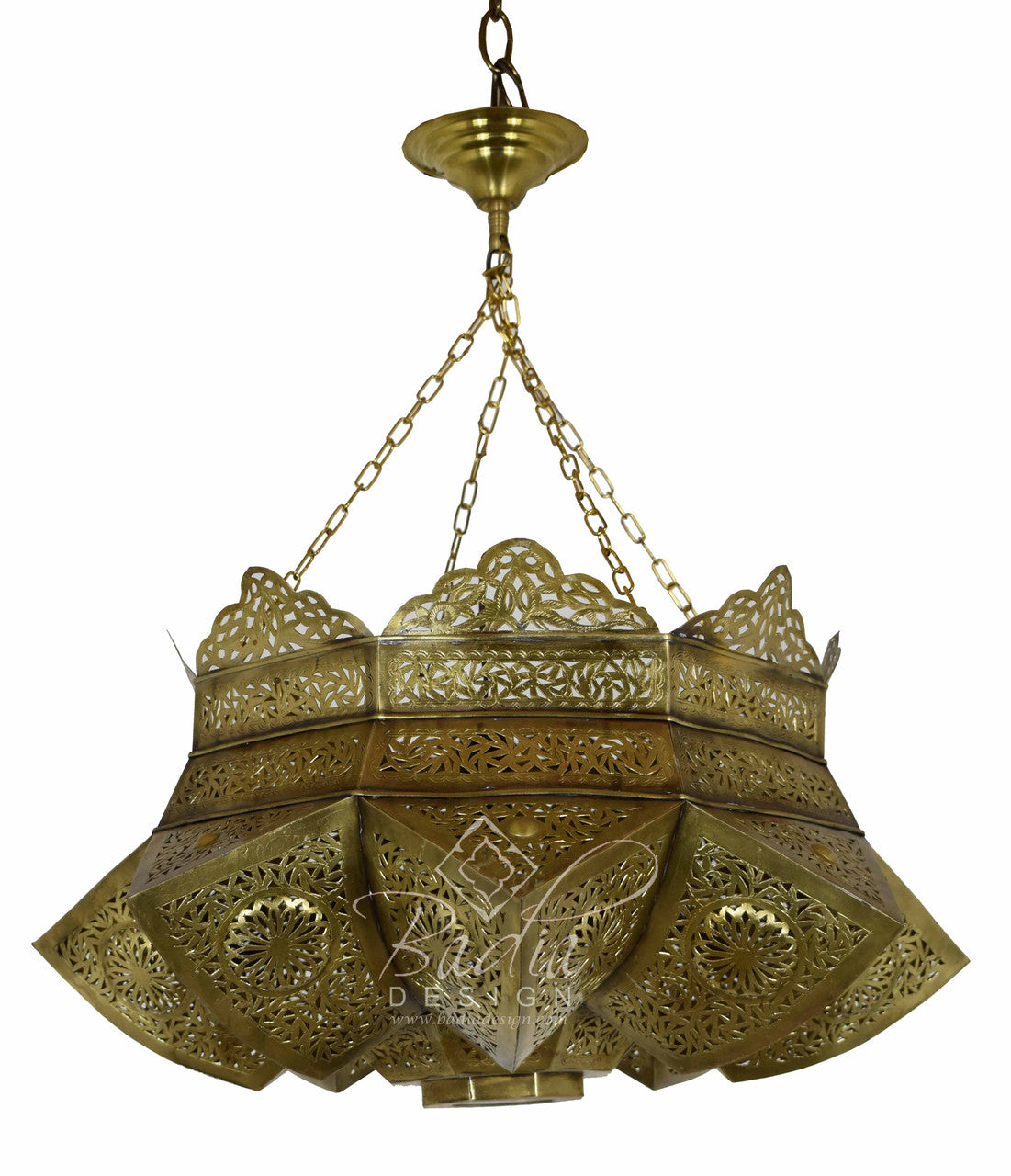 Intricately Designed Hand Punched Brass Chandelier