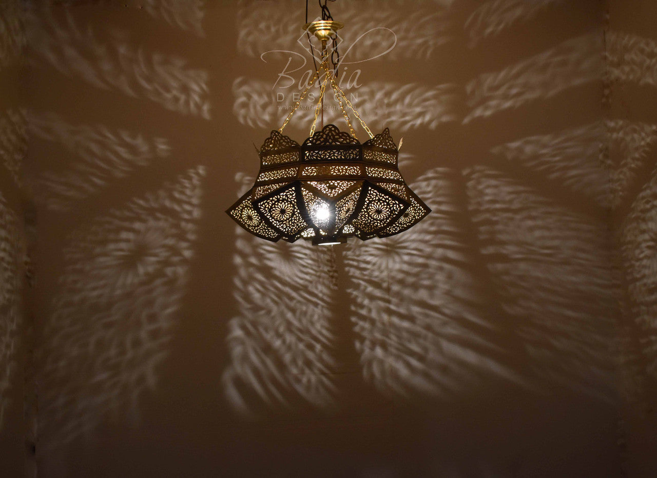 Intricately Designed Hand Punched Brass Chandelier