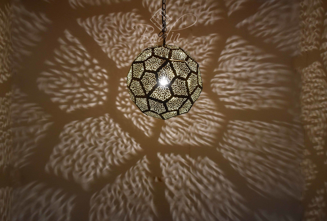 Intricately Designed Brass Round Chandelier