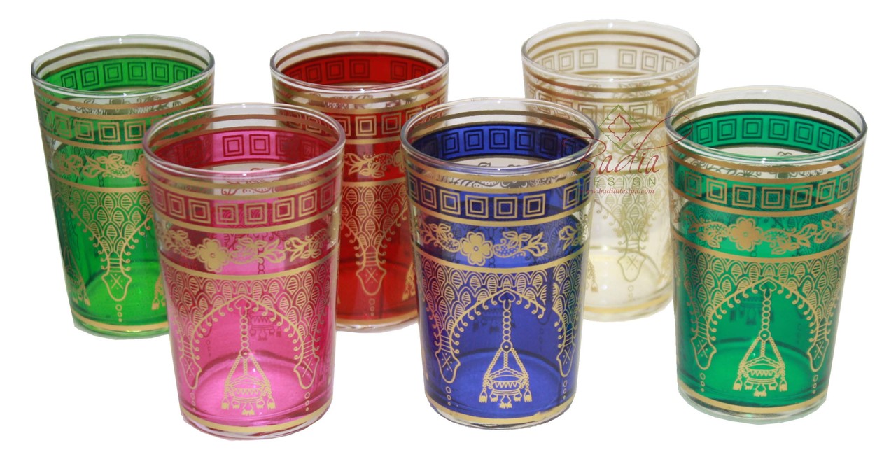 Multi Color Mediterranean Tea Glass Set - Pack of 6