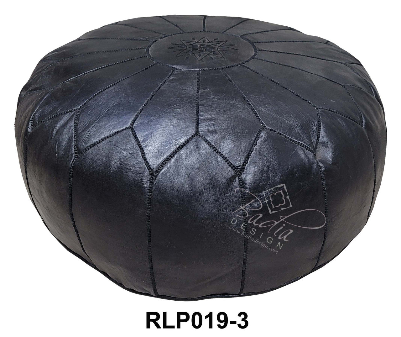 Large Round Moroccan Premium Leather Pouf