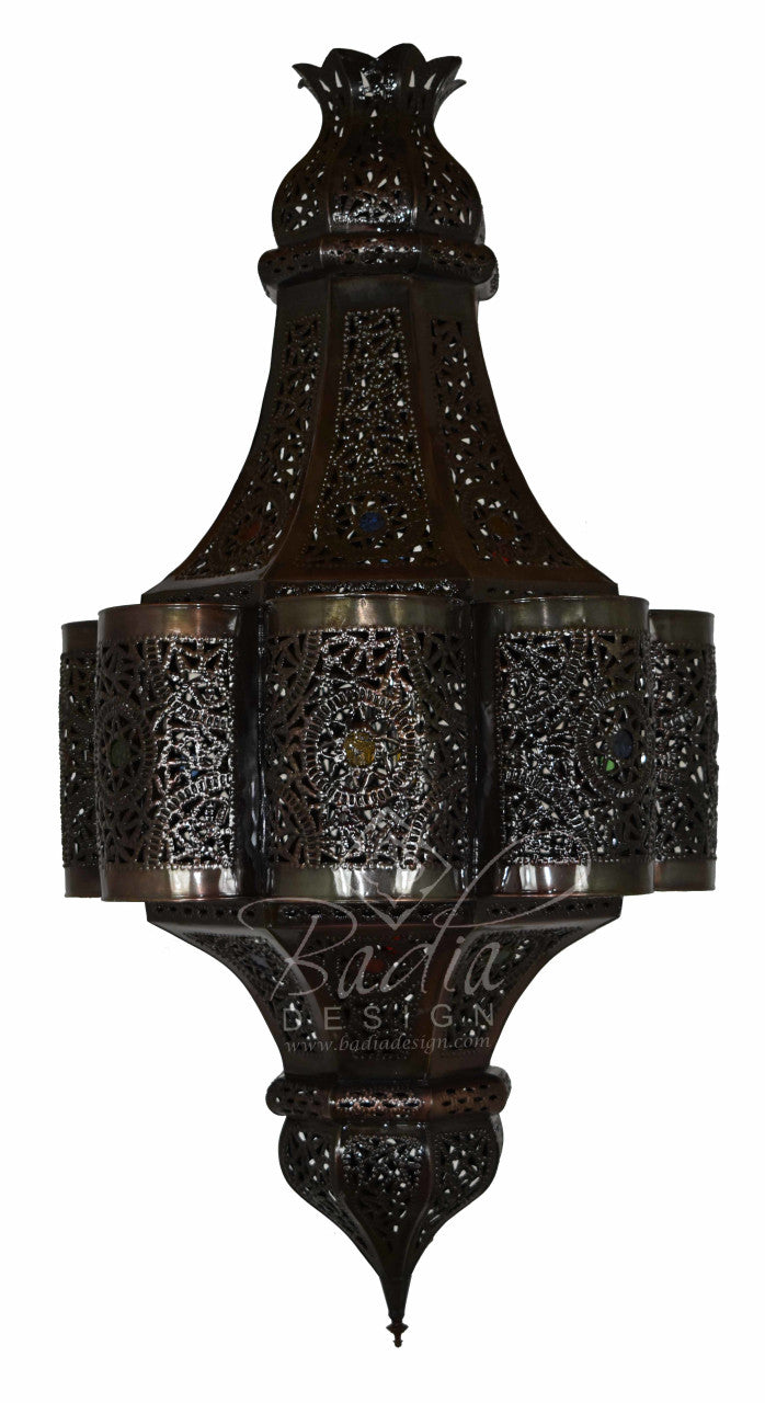 Hanging Lantern with Multi-Color Glass Eyelets