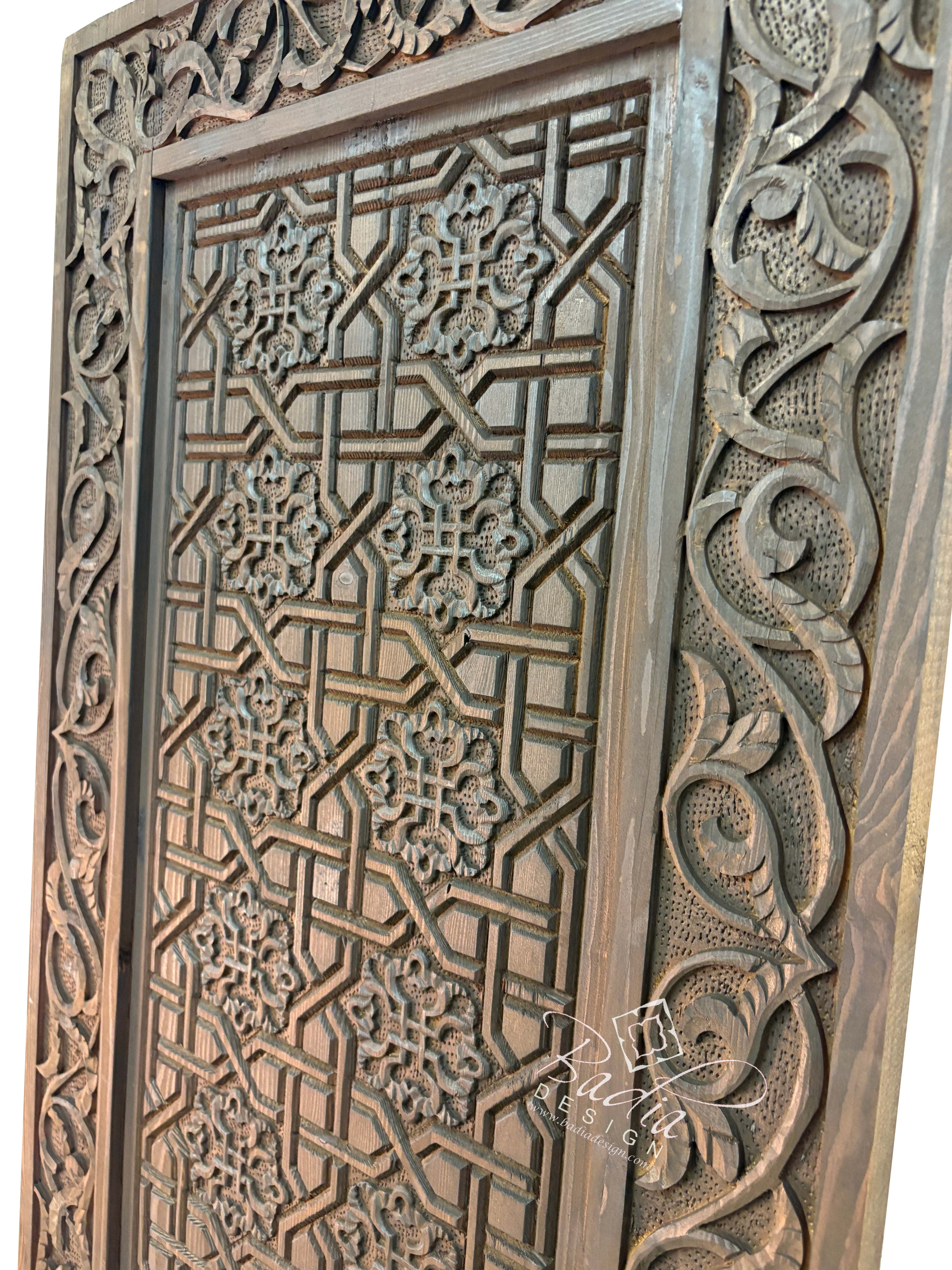 Moroccan Stained Hand Carved Wooden Door