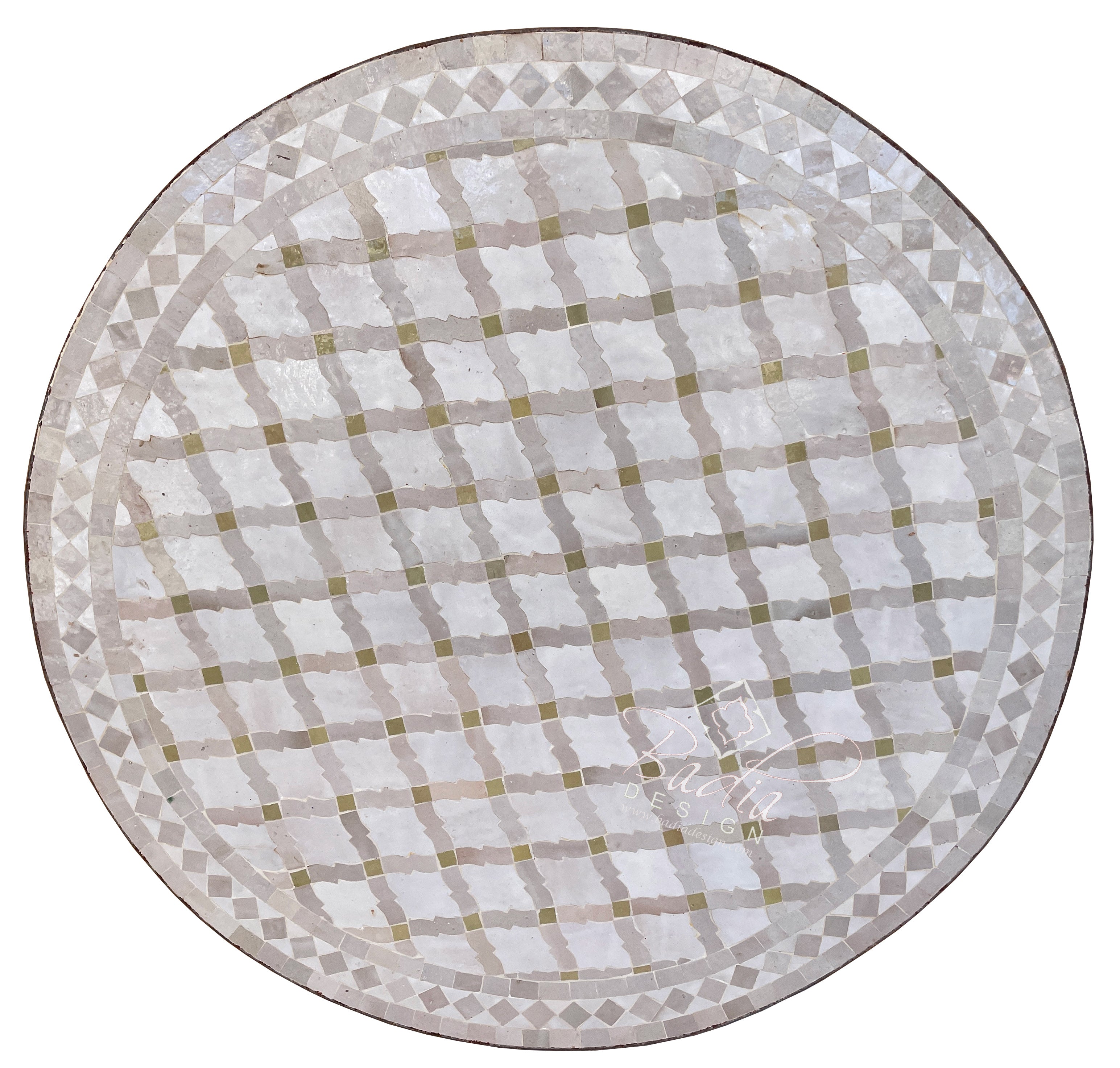 32" Beige and White Mosaic Tile Table Top