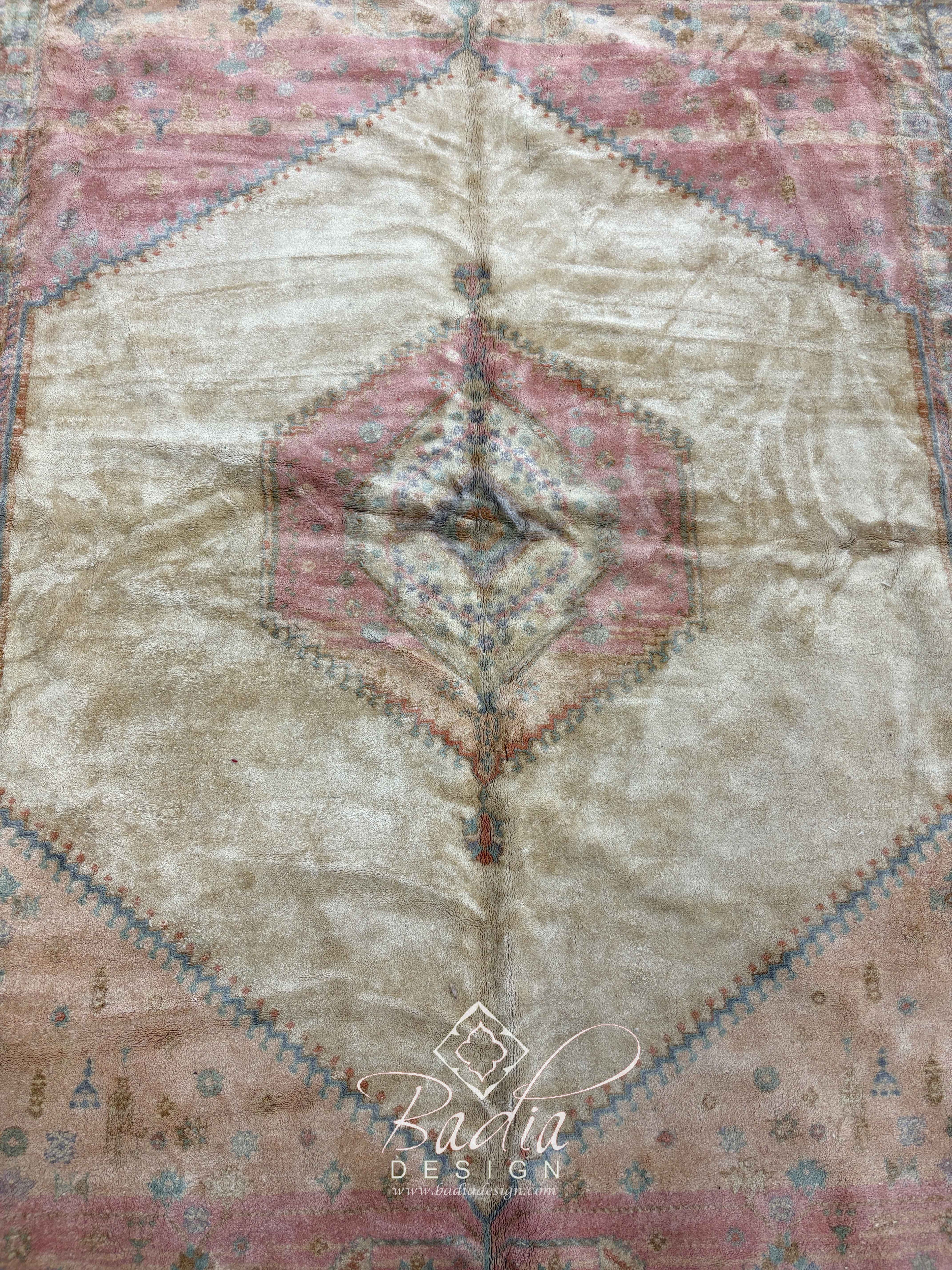 Berber Beige Rug with Geometric Designs