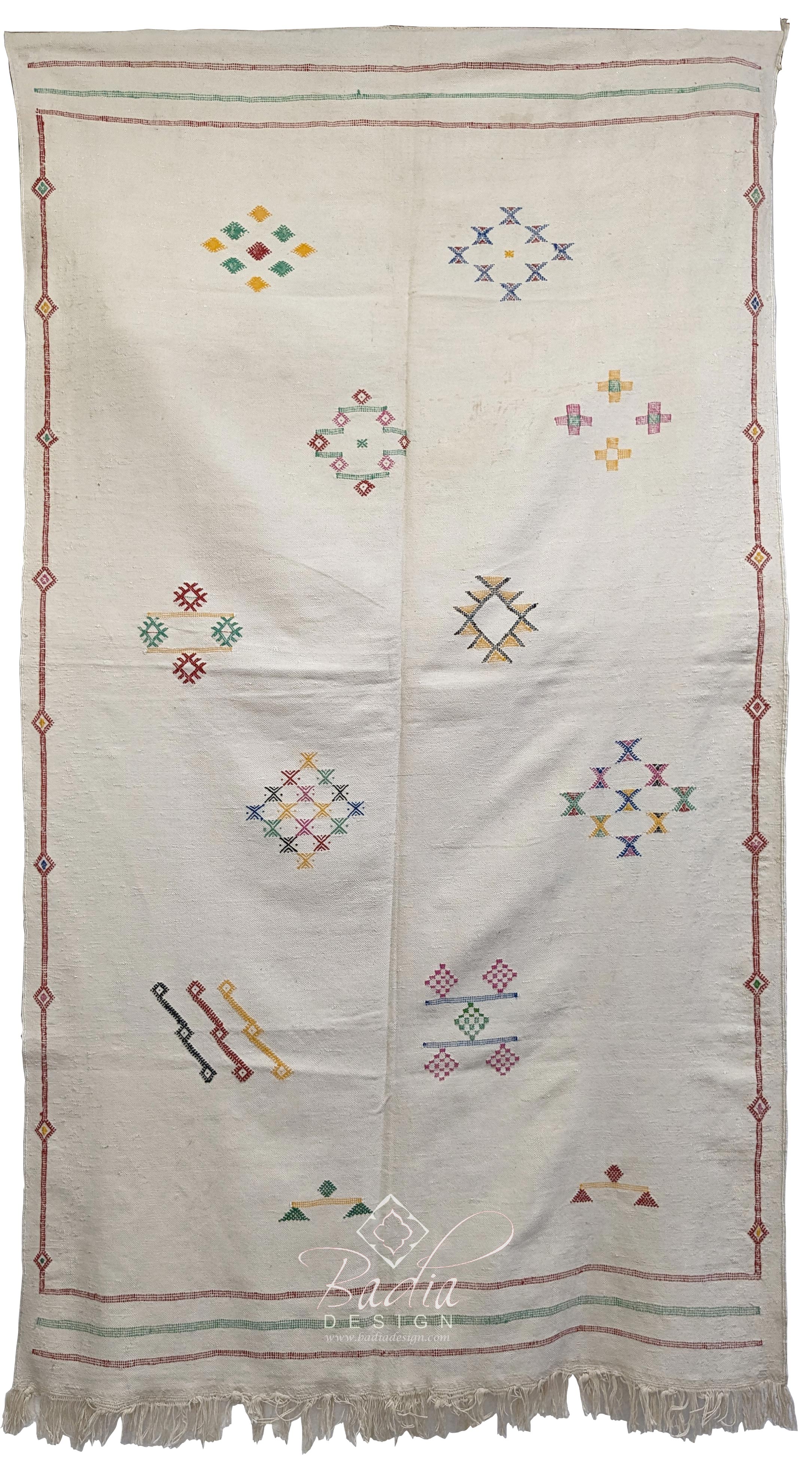 Beige Cactus Silk Rug with Tribal Designs