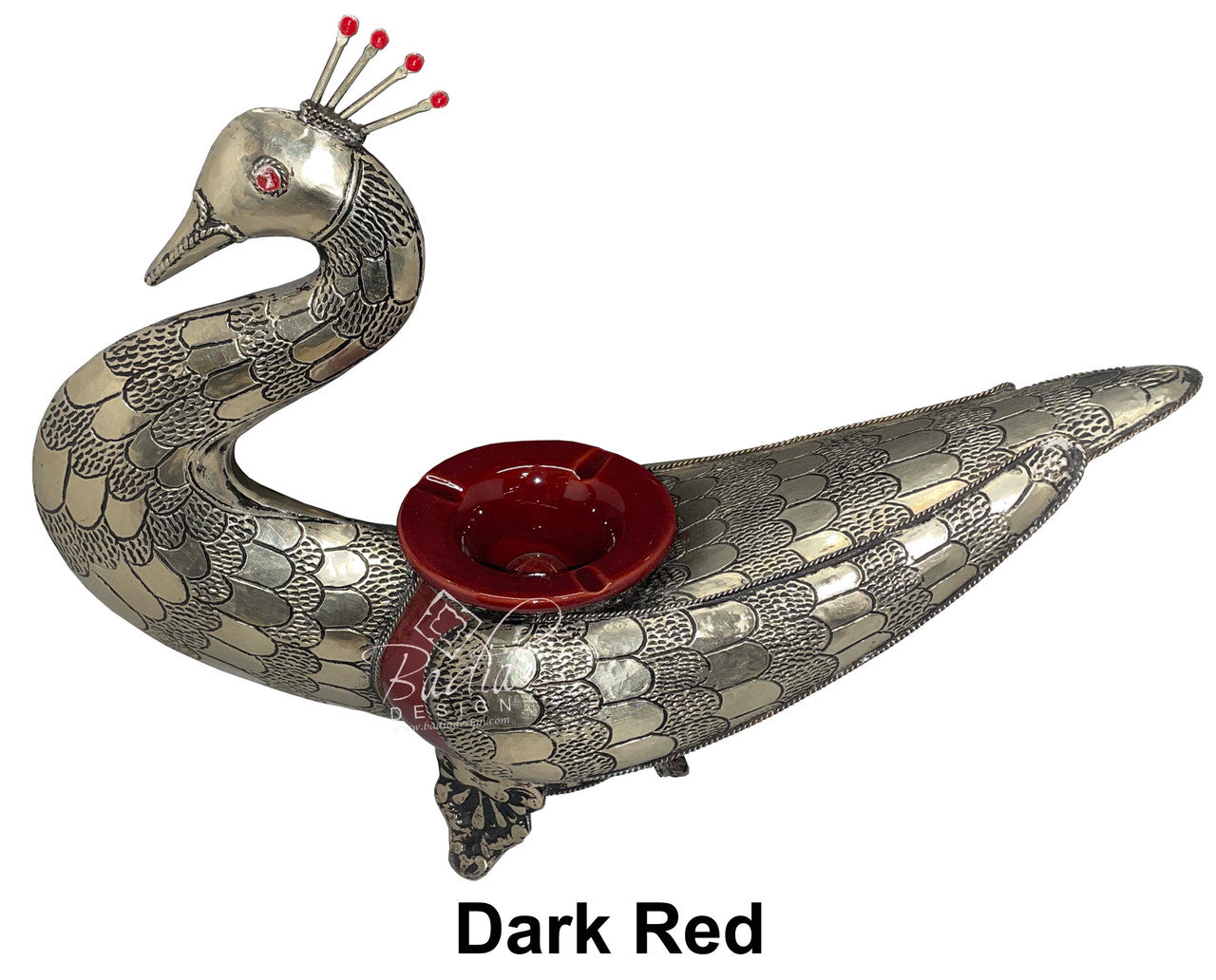 Bird Ceramic Metal Inlay Ashtray