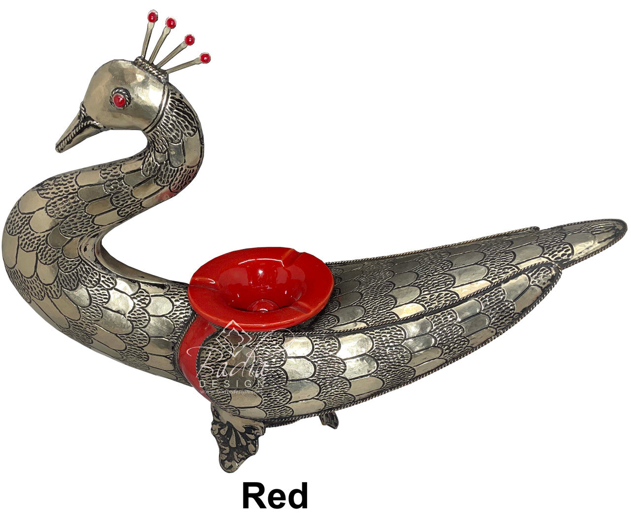 Bird Ceramic Metal Inlay Ashtray