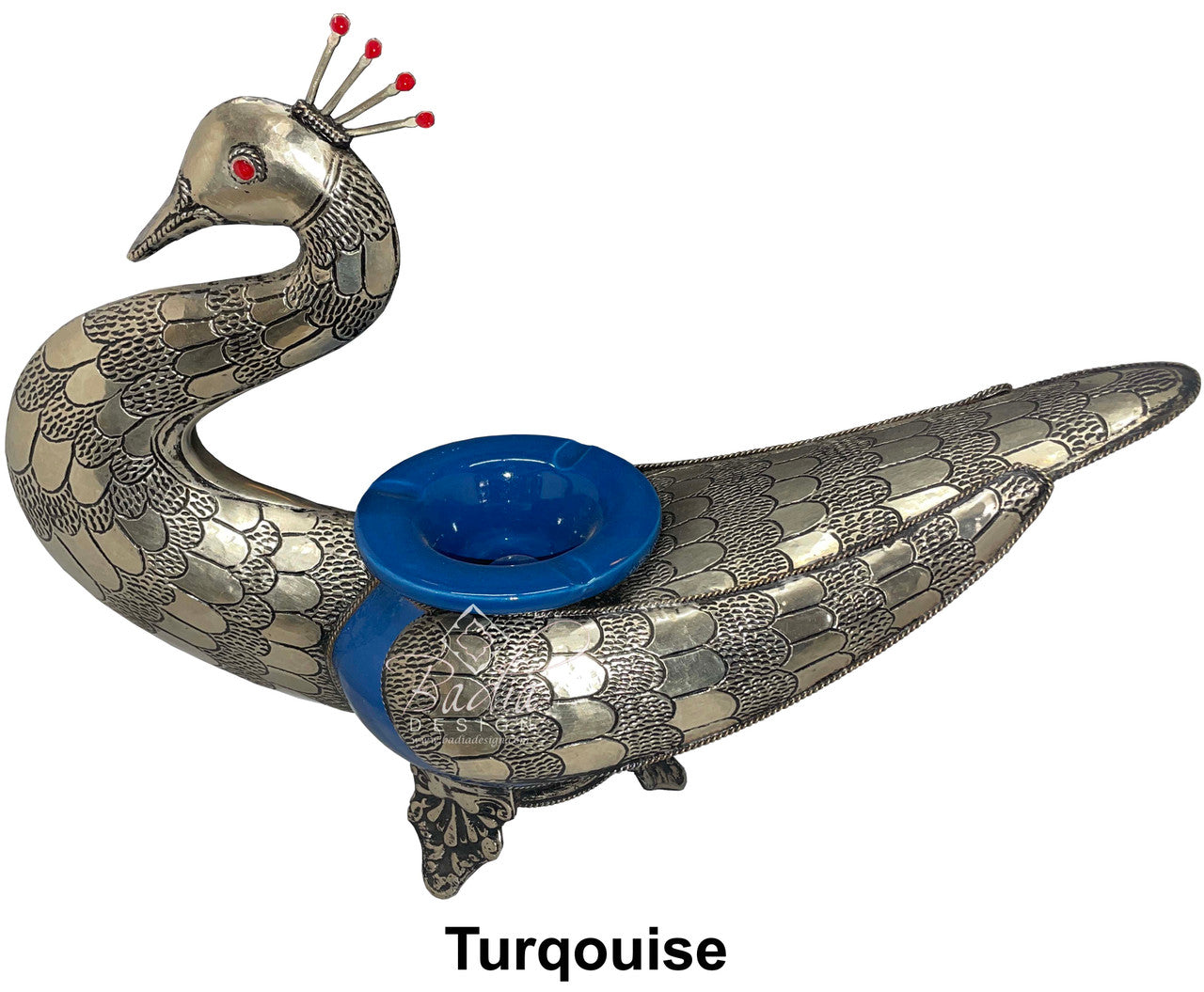 Bird Ceramic Metal Inlay Ashtray