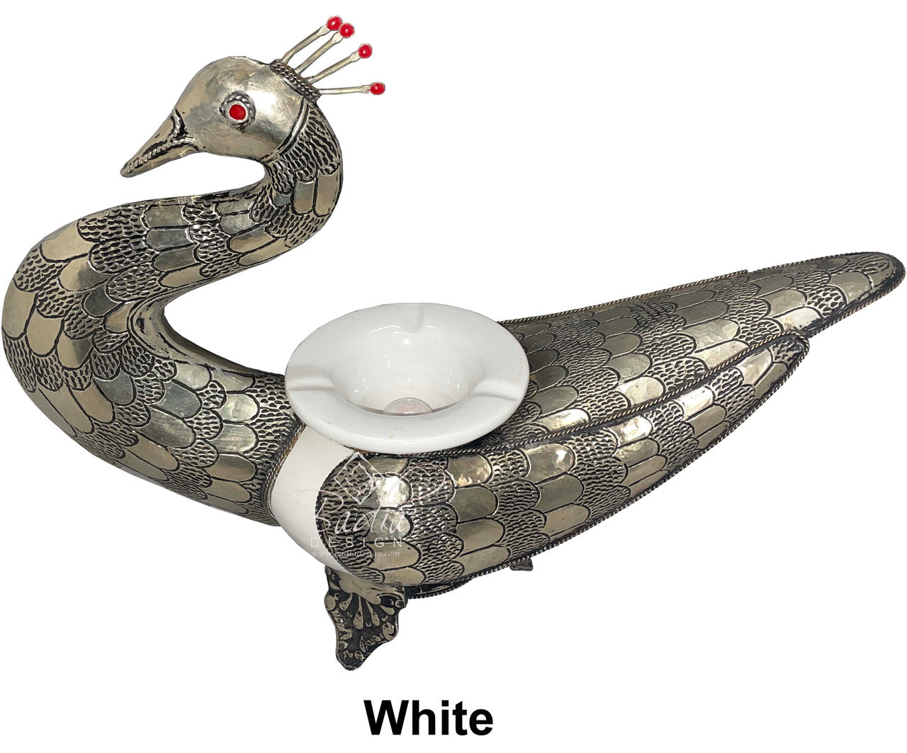 Bird Ceramic Metal Inlay Ashtray