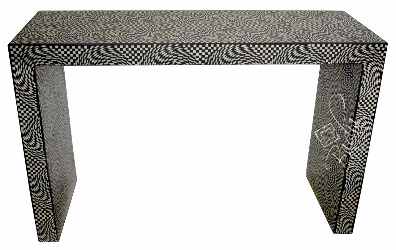 Black and White Bone Inlay Bistro Table