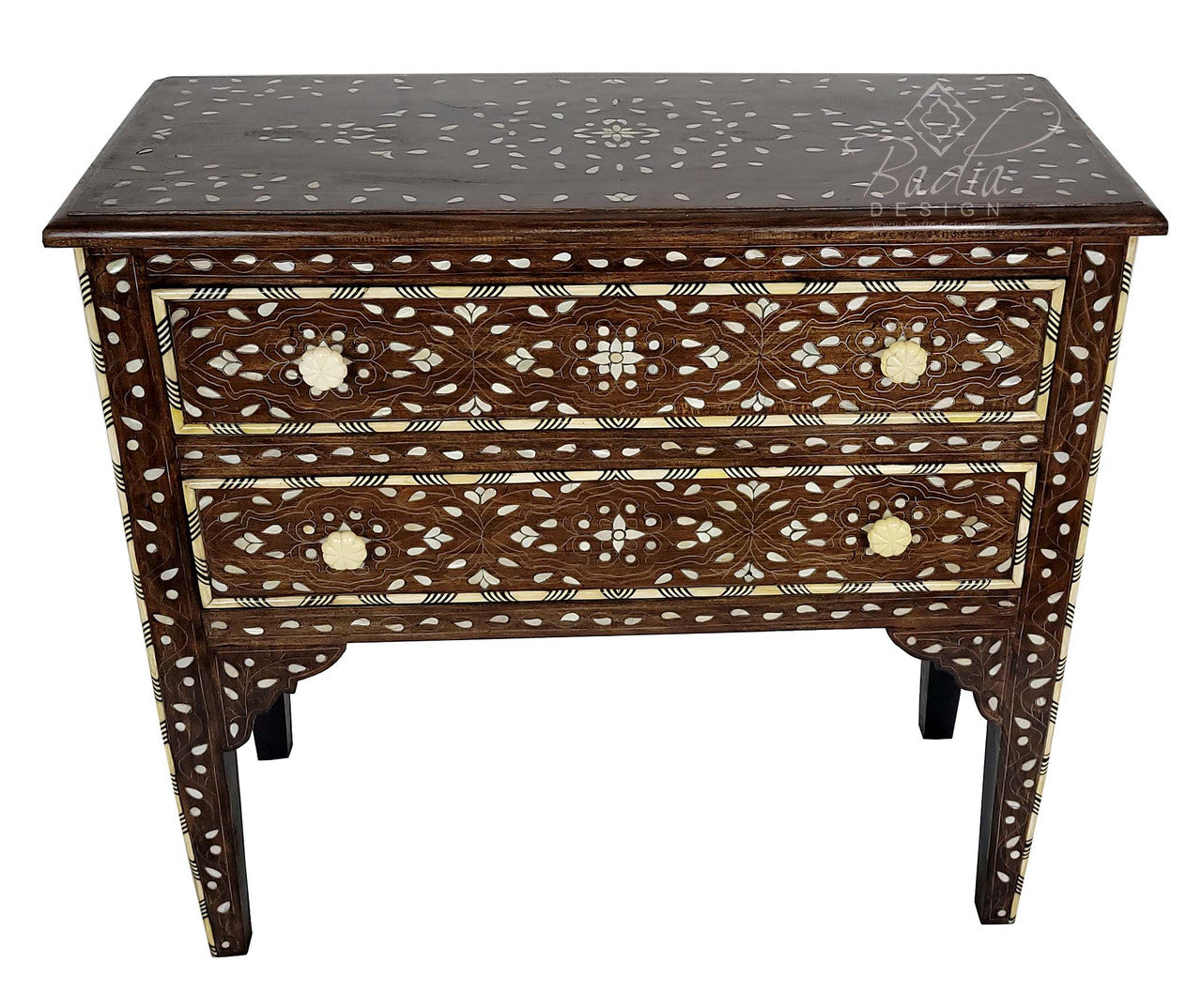 Bone Inlay Dresser with Two Drawers