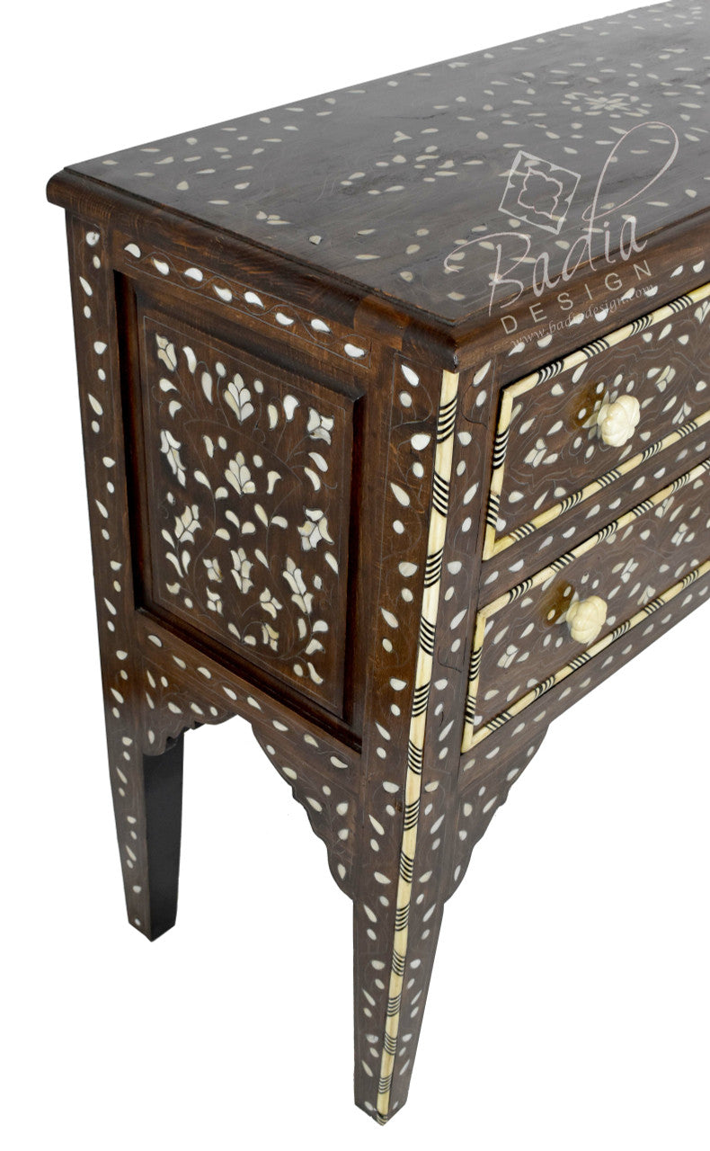 Bone Inlay Dresser with Two Drawers
