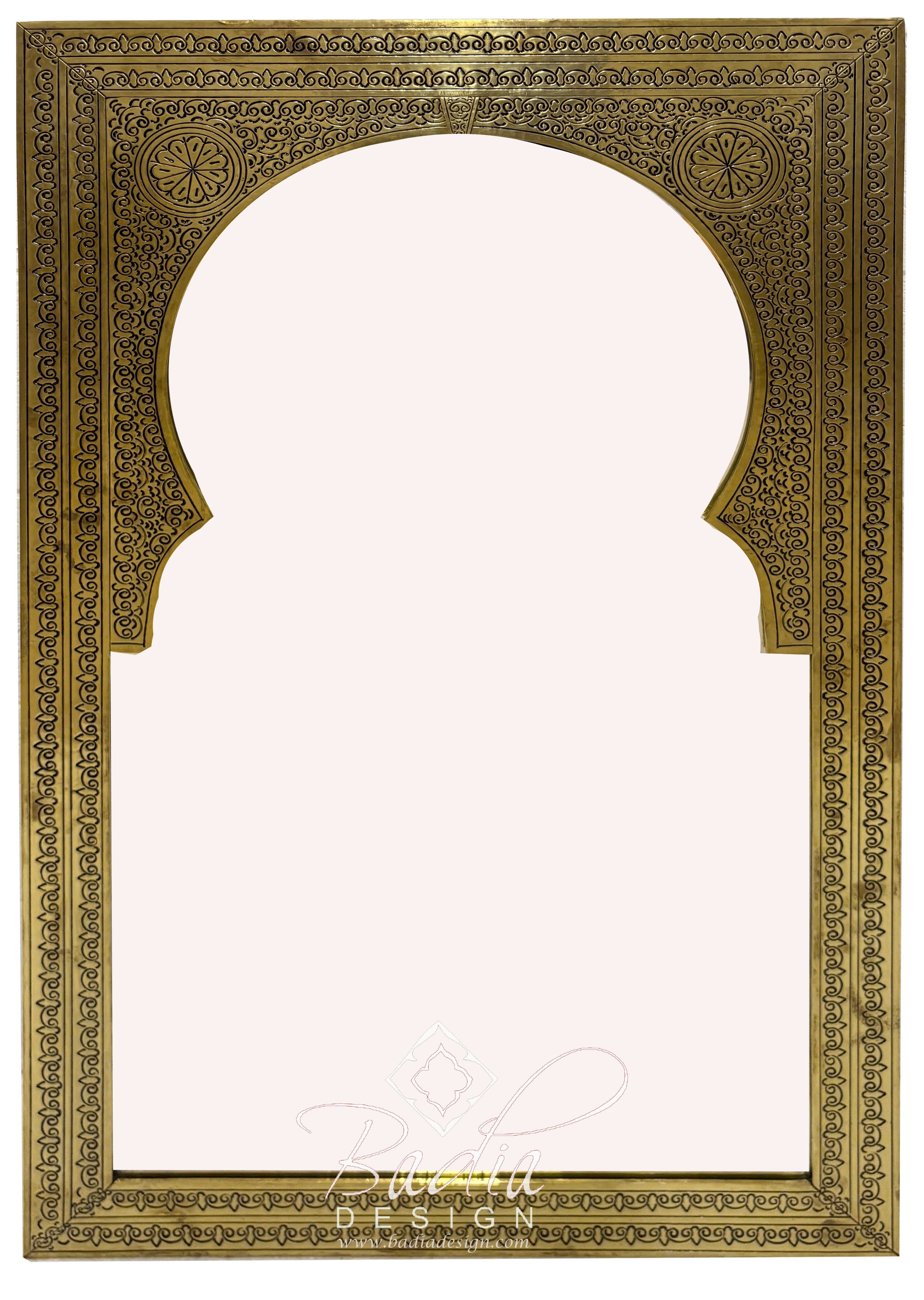 Rectangular Shaped Brass Engraved Mirror