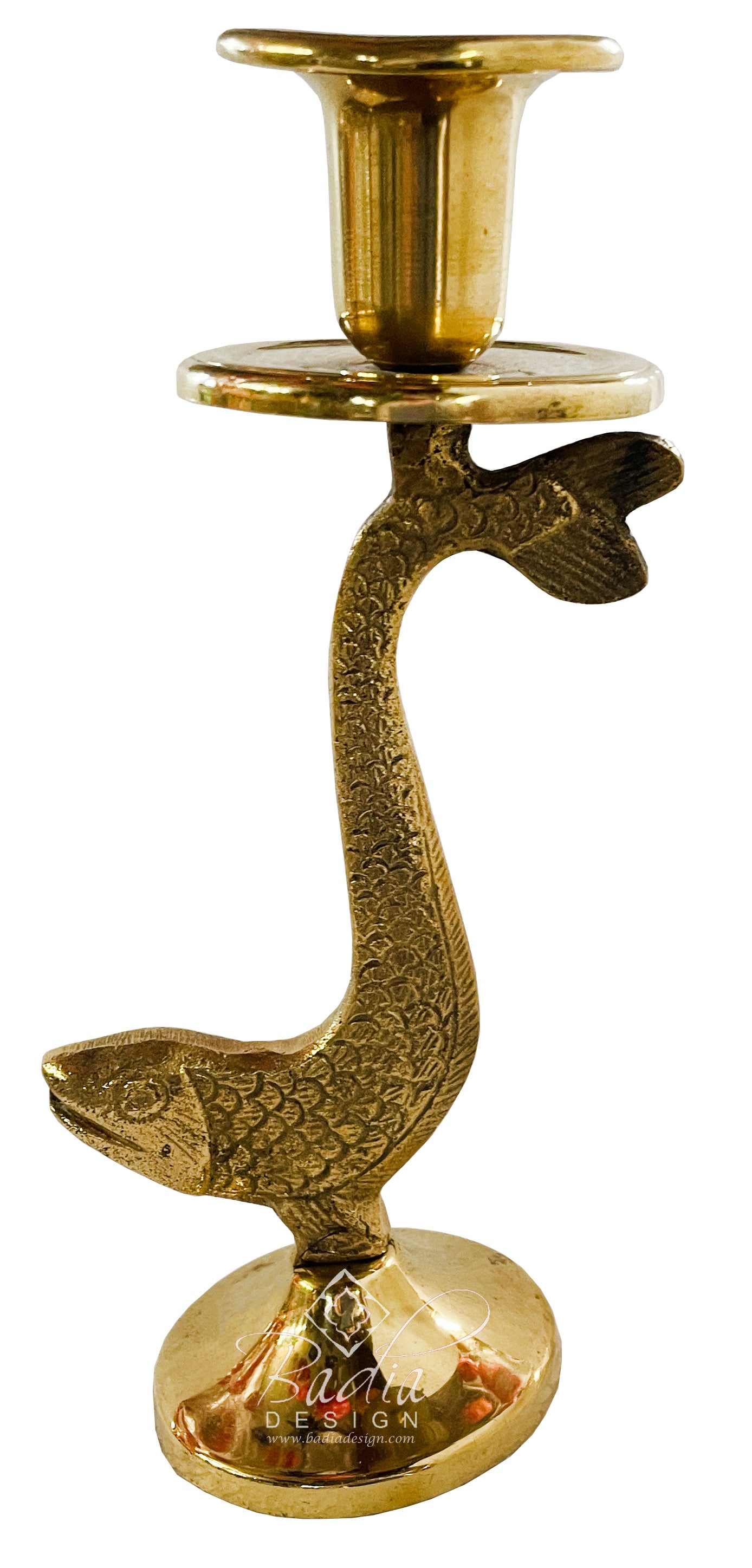 Moroccan Brass Candle Holder with Fish Design