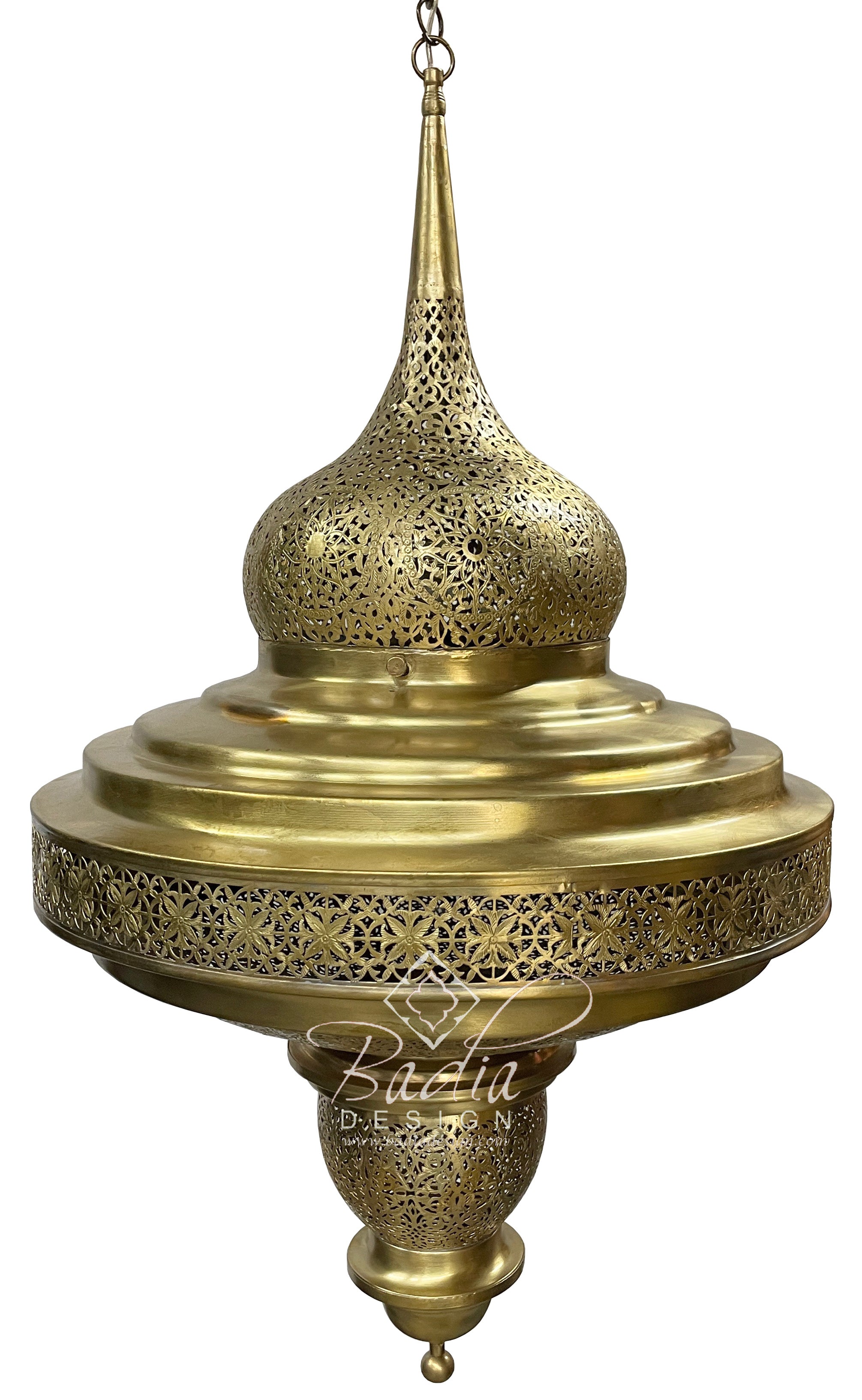 Moroccan Intricately Designed Brass Chandelier
