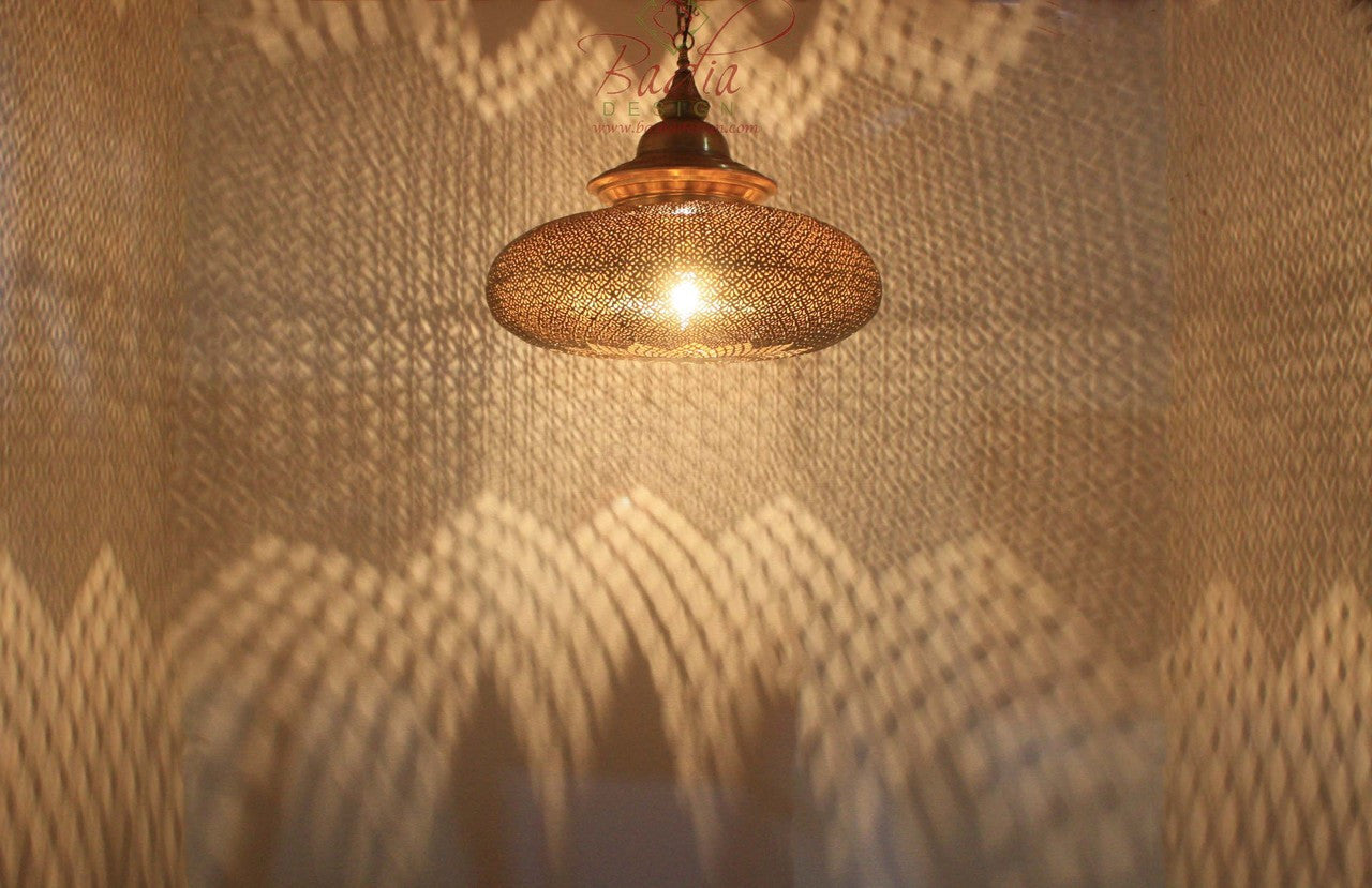 Round Moroccan Brass Chandelier