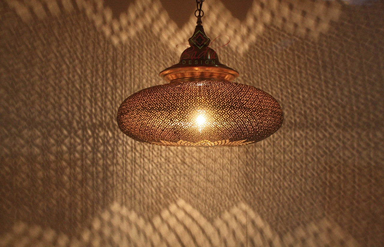 Round Moroccan Brass Chandelier