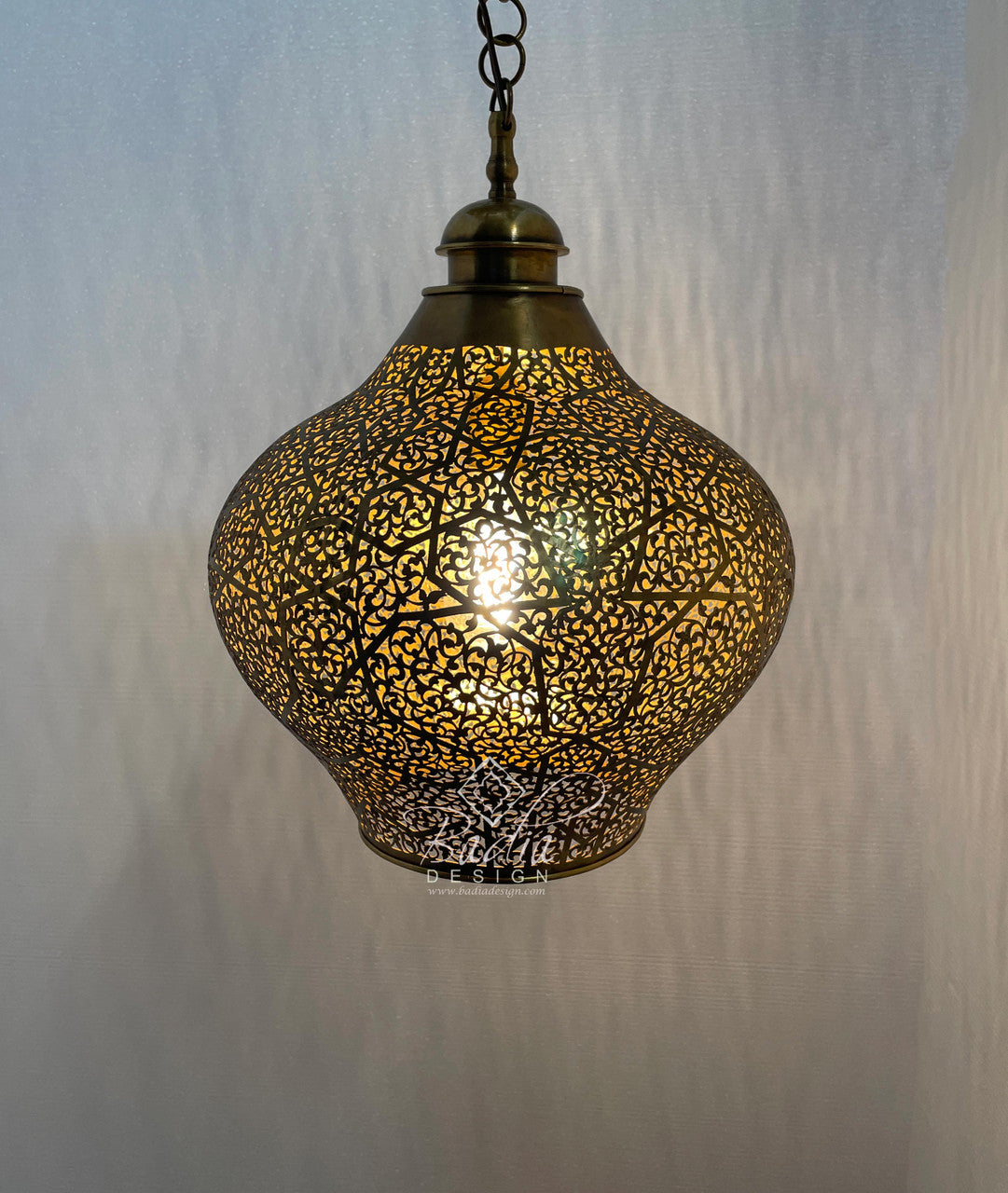 Moroccan Brass Lamp with Open Bottom